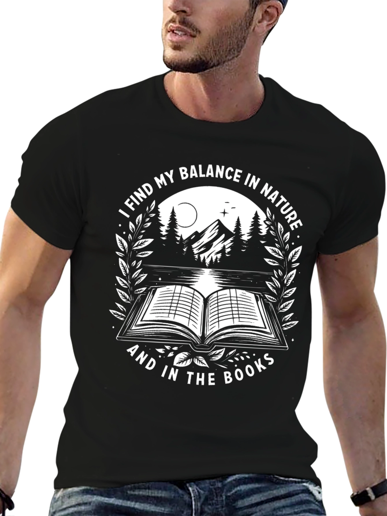 Black Nature & Books Balance T-Shirt view 6