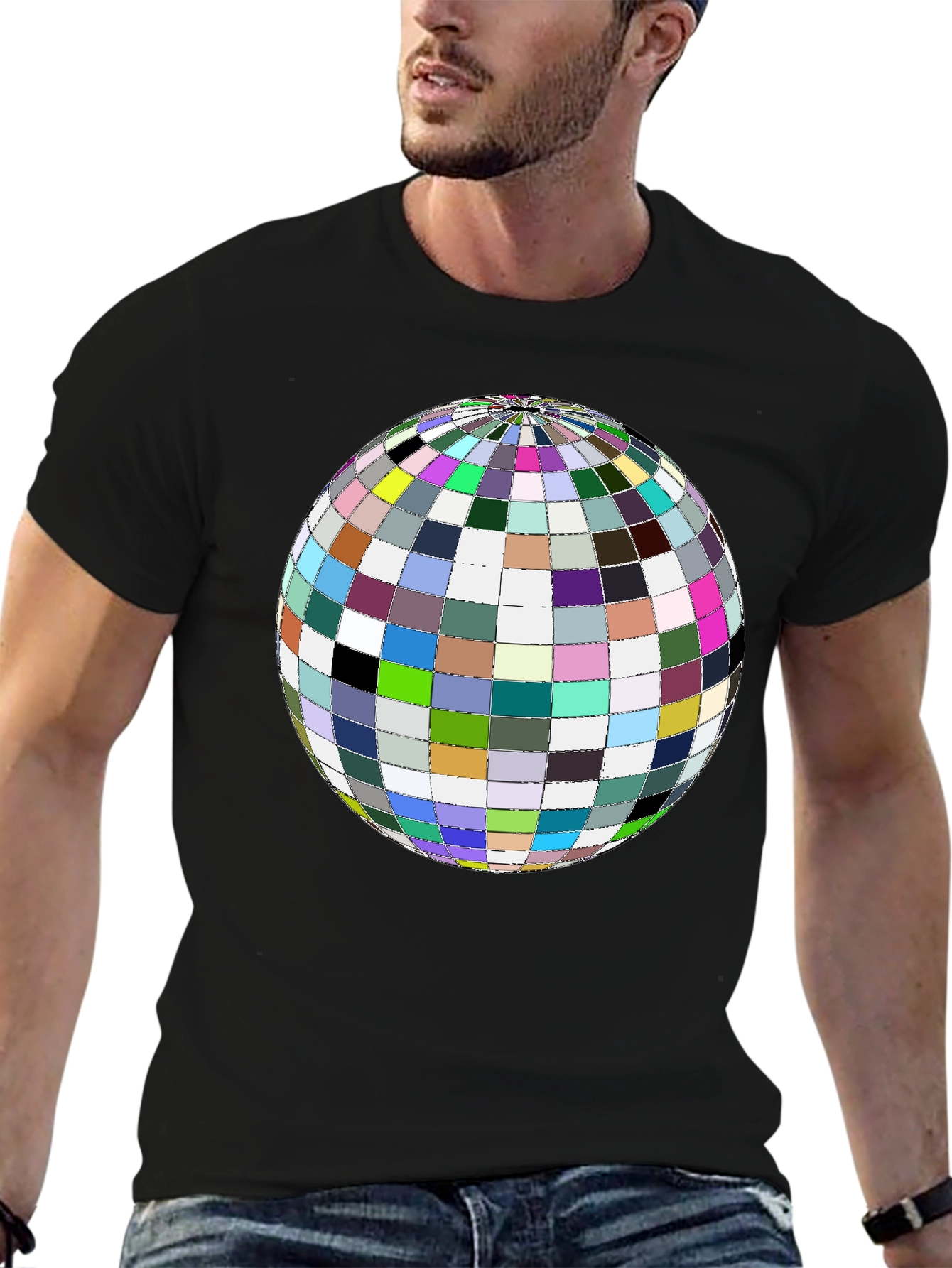 Colorful Globe Graphic Tee - Black Unisex Shirt - 6