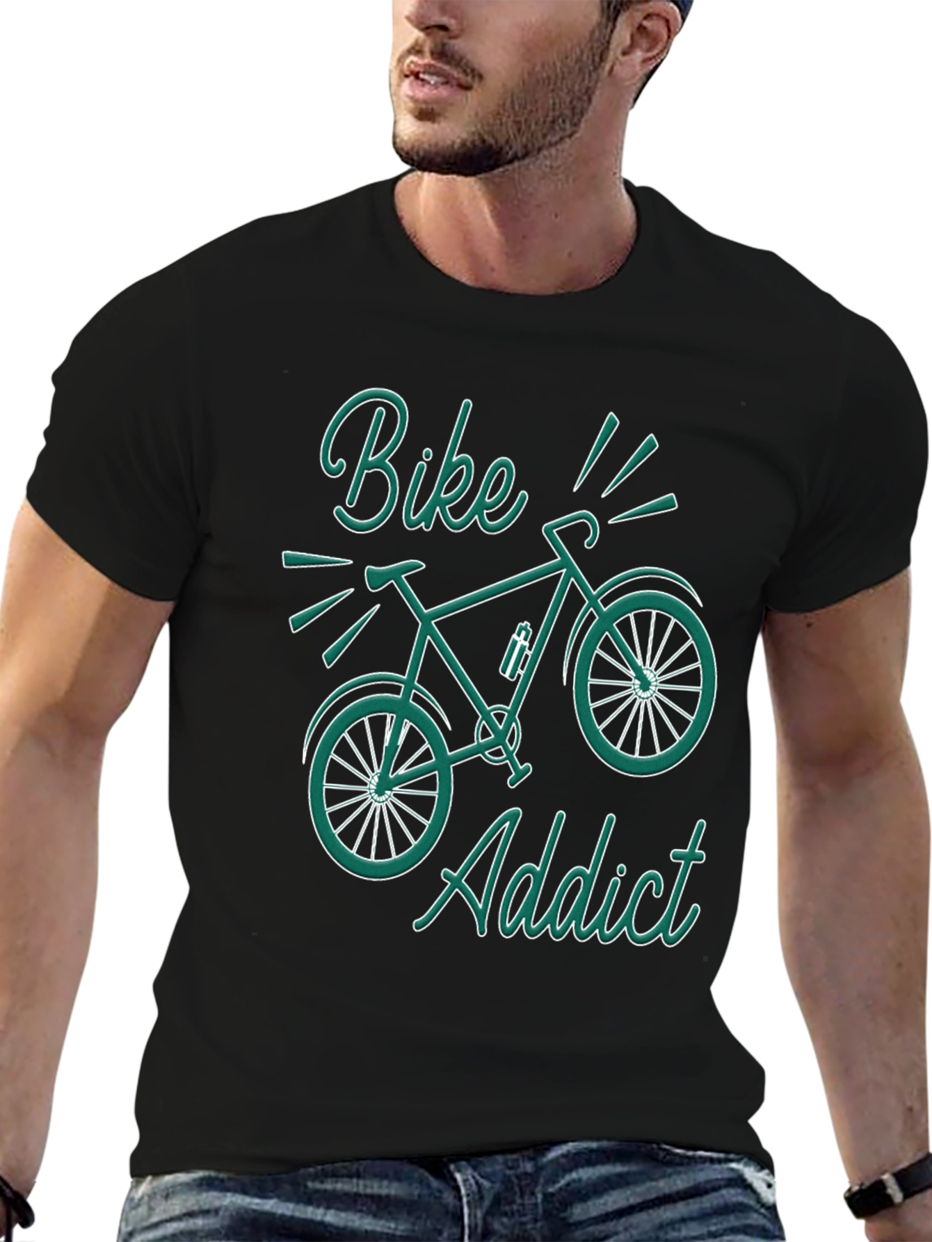 Black Bike Addict Graphic T-Shirt - Black view 6