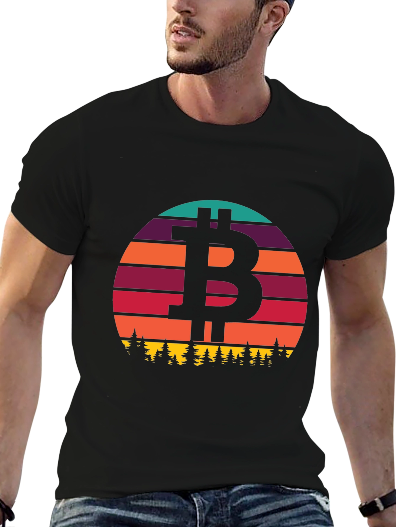 Black Bitcoin Sunset T-Shirt - Crypto Style view 6