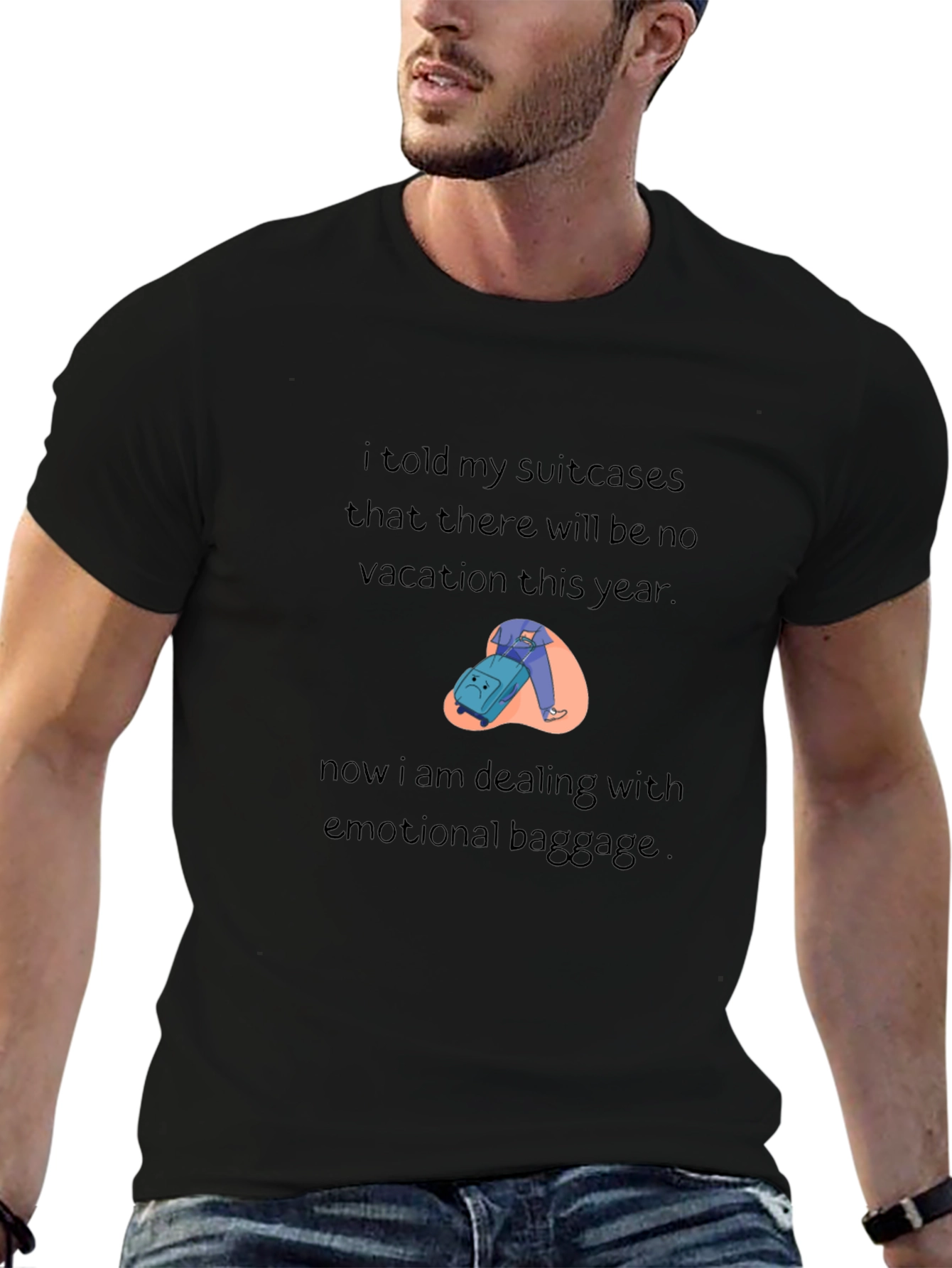 Black Emotional Baggage T-Shirt - Vacation Humor view 6