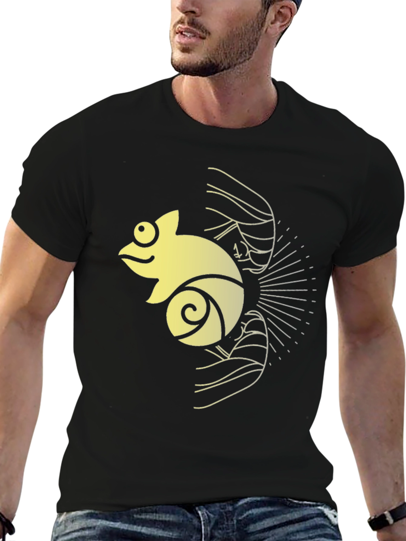 Black Cool Chameleon Graphic T-Shirt - Black view 6