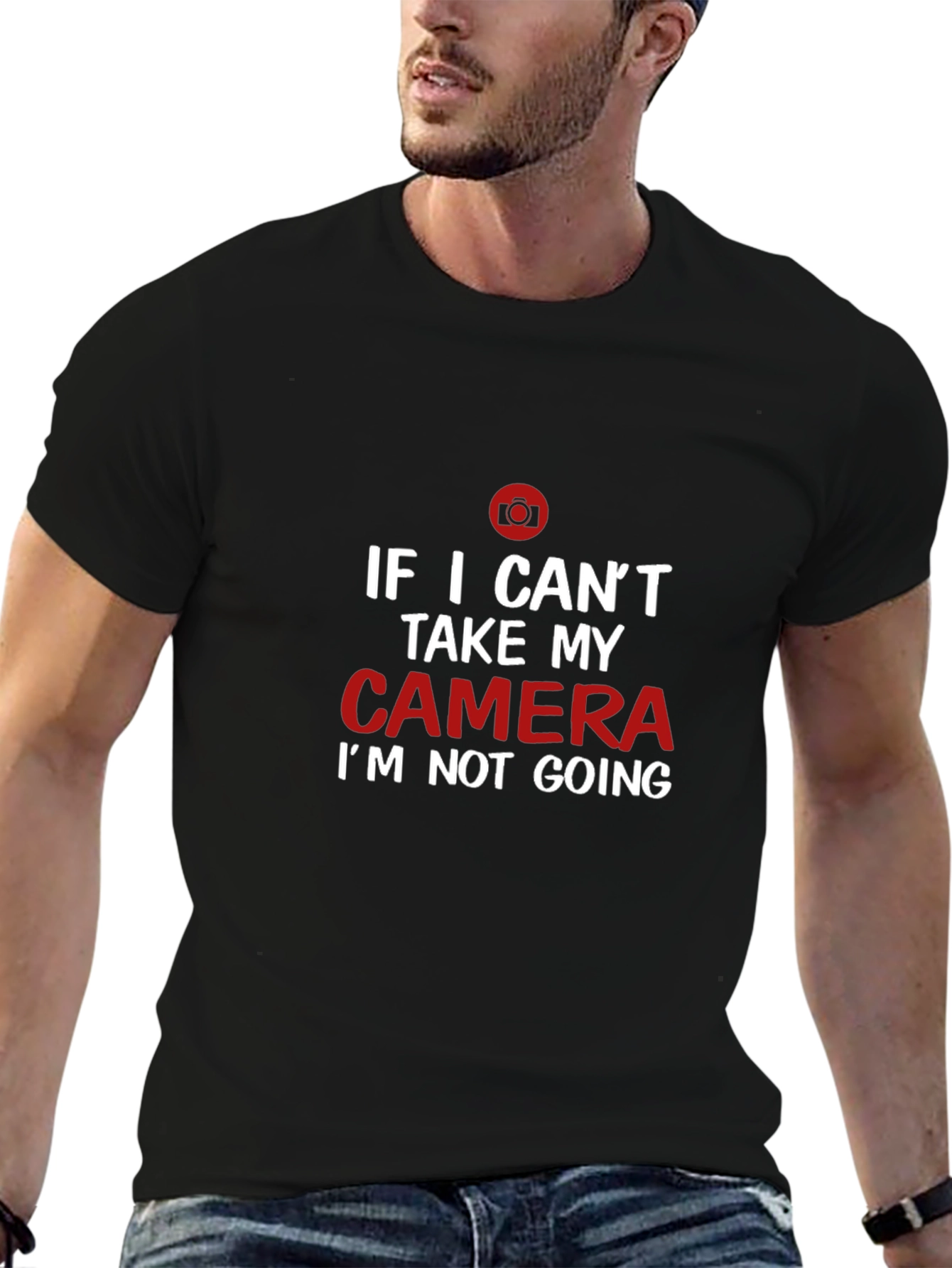 Black Funny Camera Lover T-Shirt: If I Can't Take My Camera view 6