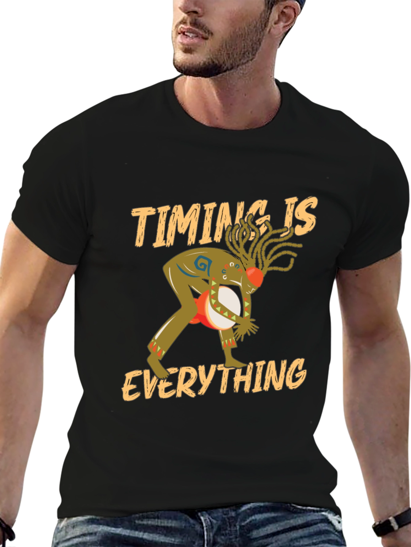 Black Timing Is Everything Black Graphic Tee view 6