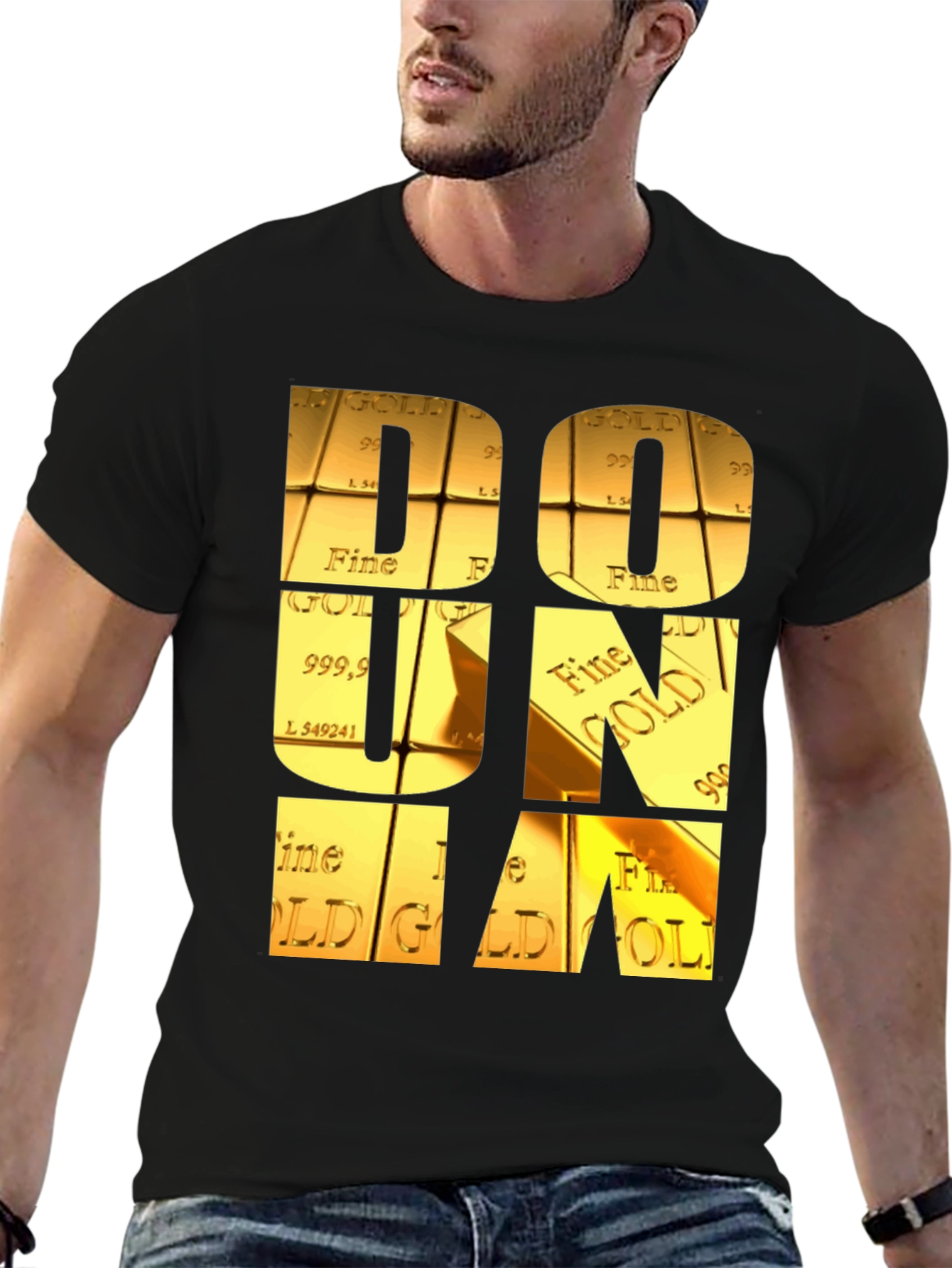 Black Gold Bar Letter Graphic Tee view 6