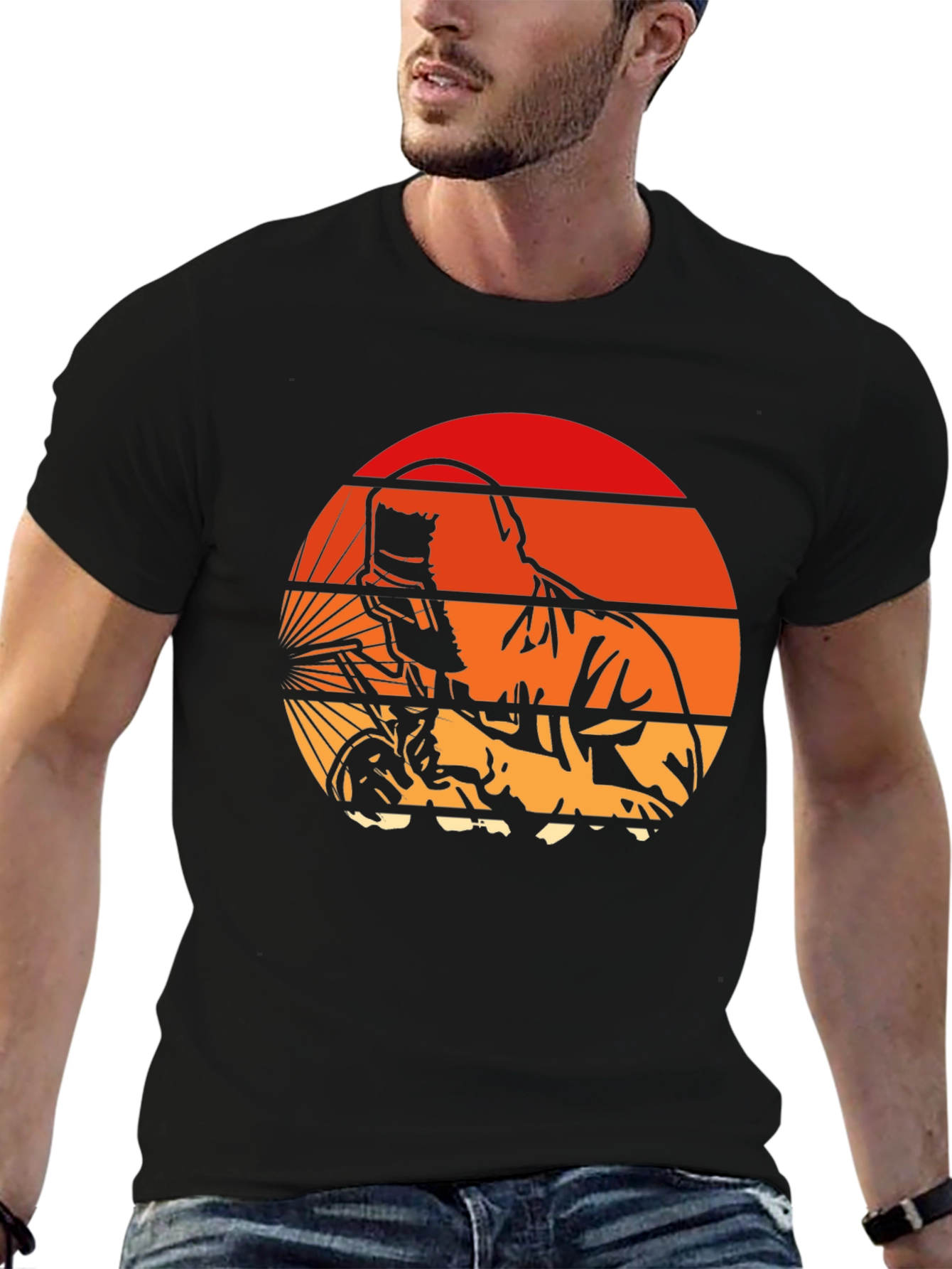 Black Welder Sunset T-Shirt - Vintage Style view 6
