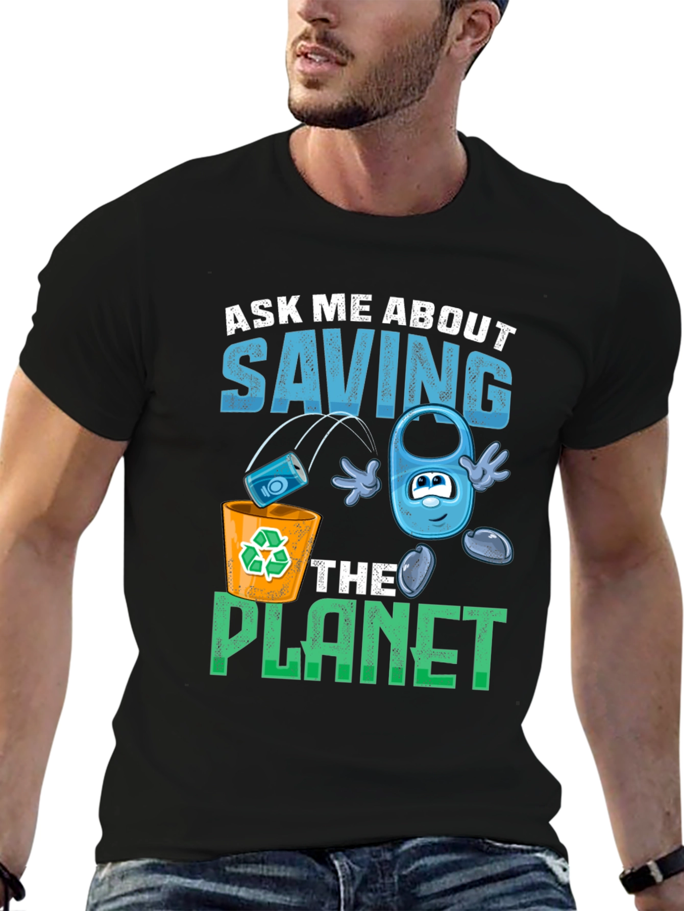 Black Eco-Friendly "Save the Planet" Graphic T-Shirt view 6