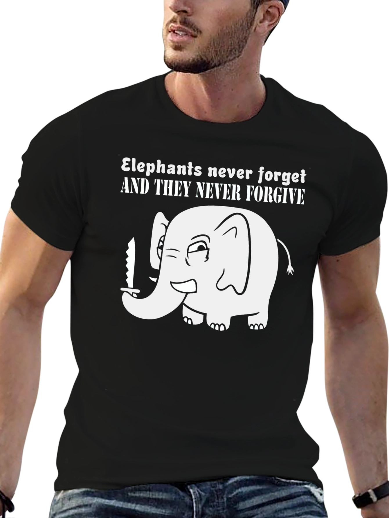 Black Elephant Never Forgets T-Shirt view 6