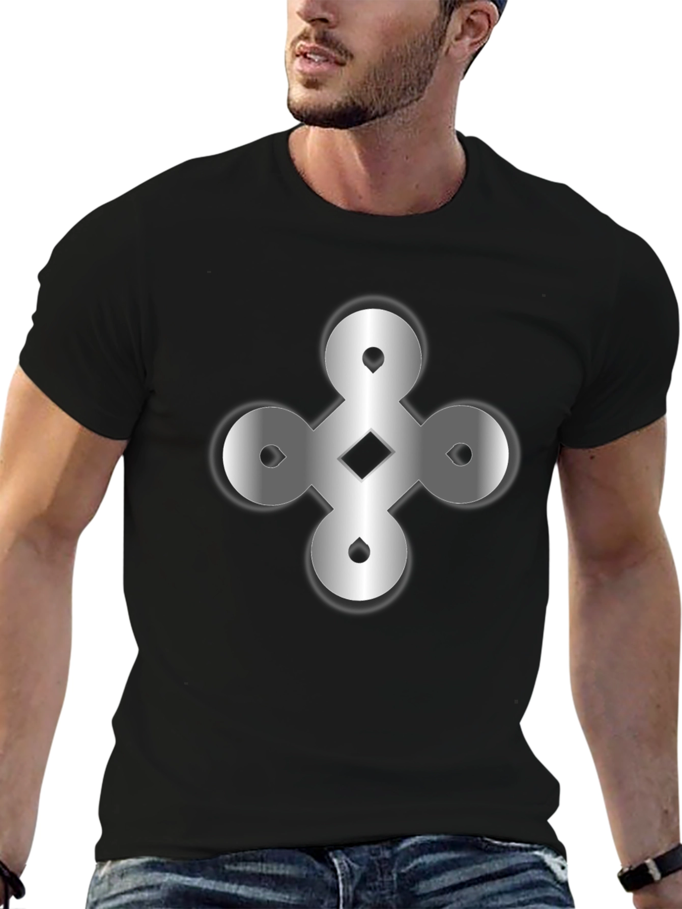 Black Abstract Symbol T-Shirt - Black view 6
