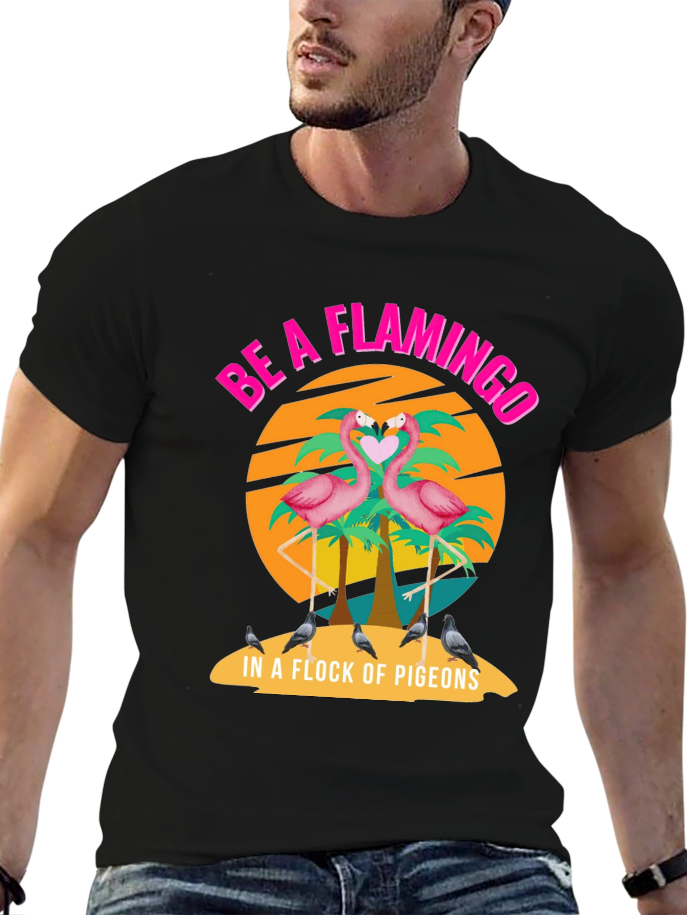 Black Be a Flamingo T-Shirt view 6
