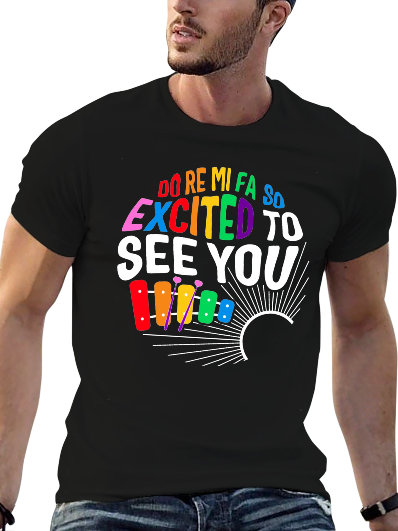 Black Excited To See You Music T-Shirt view 6