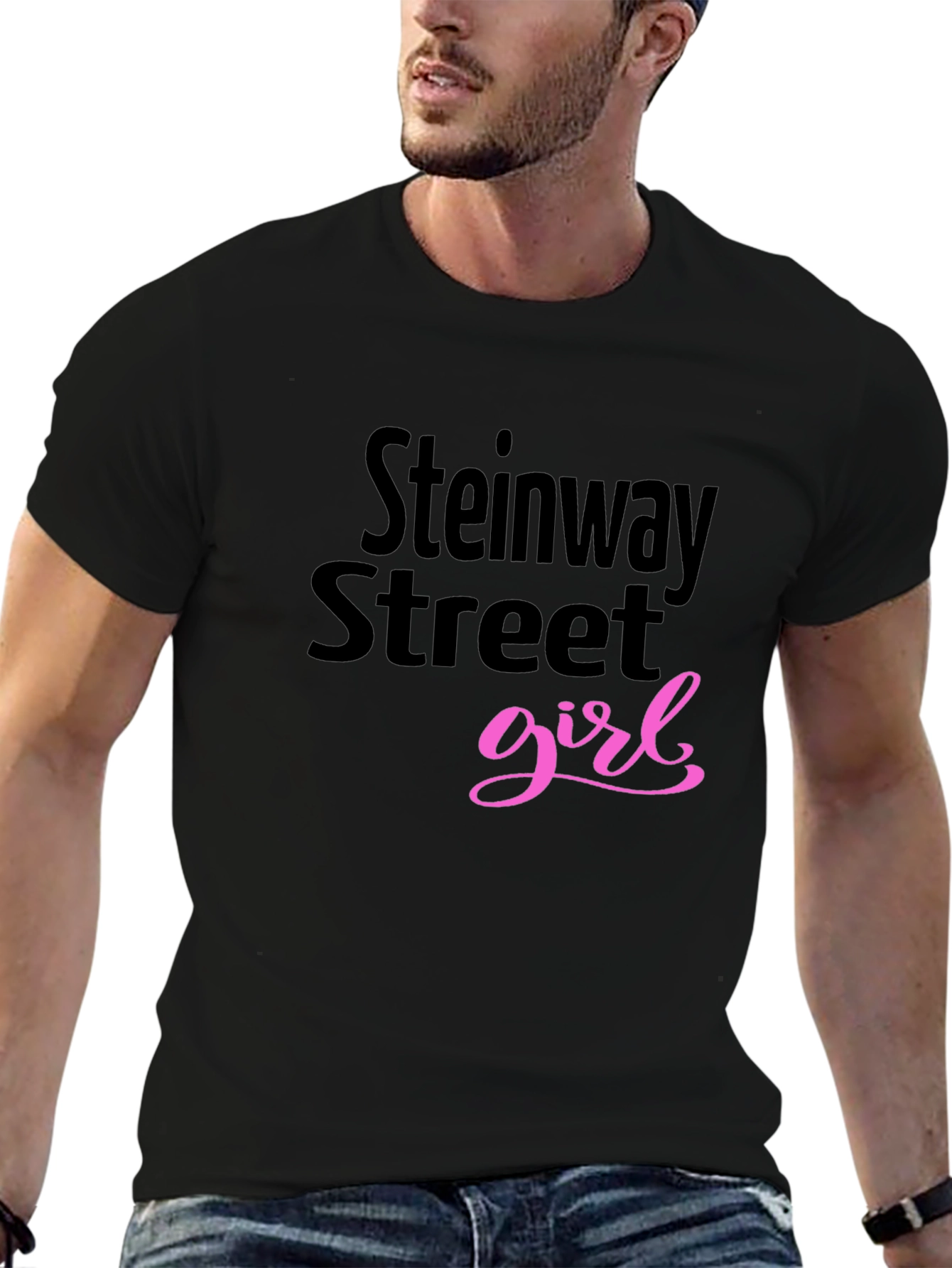 Black Steinway Street Girl Black Graphic Tee view 6
