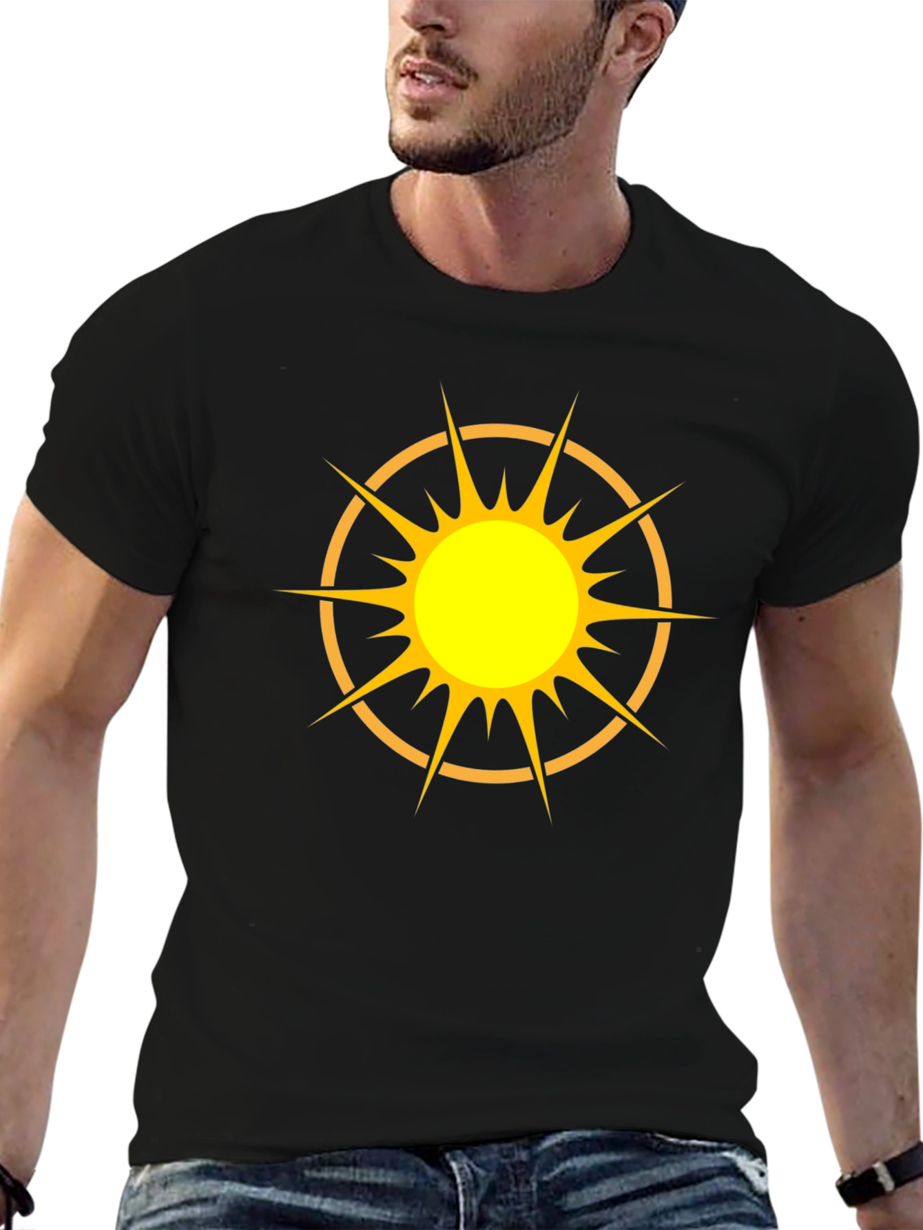 Black Radiant Sun Graphic Tee - Black Cotton Blend view 6