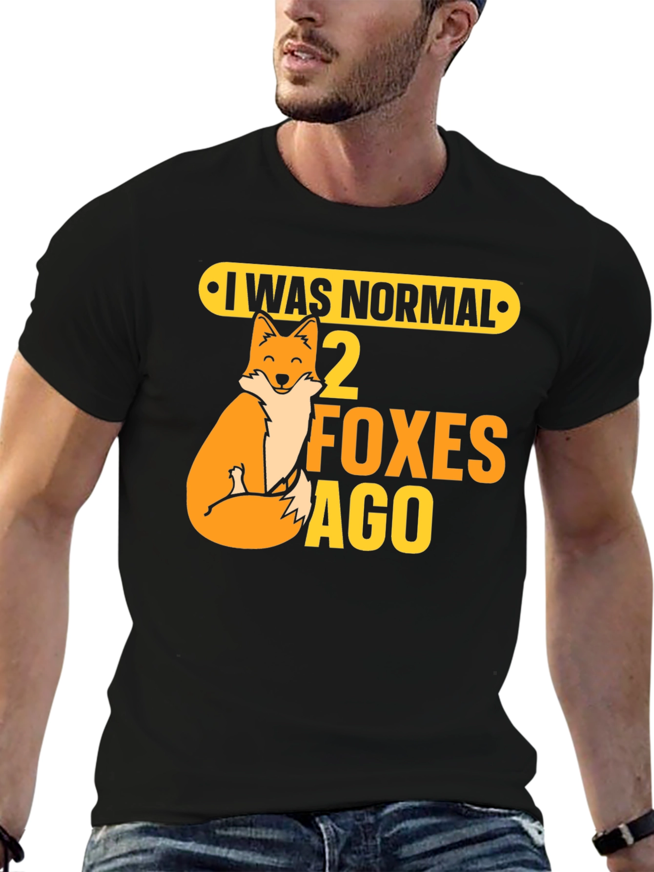 Black I Was Normal 2 Foxes Ago Graphic Tee view 6