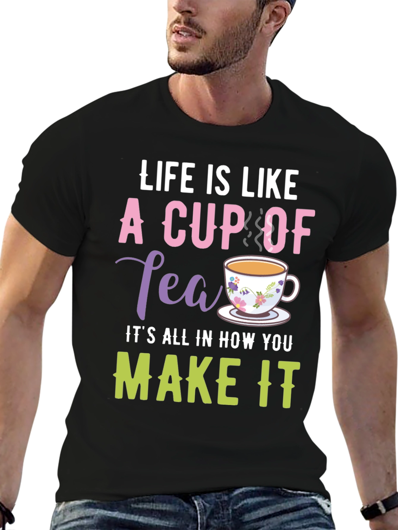 Black Life is Like a Cup of Tea Graphic T-Shirt view 6