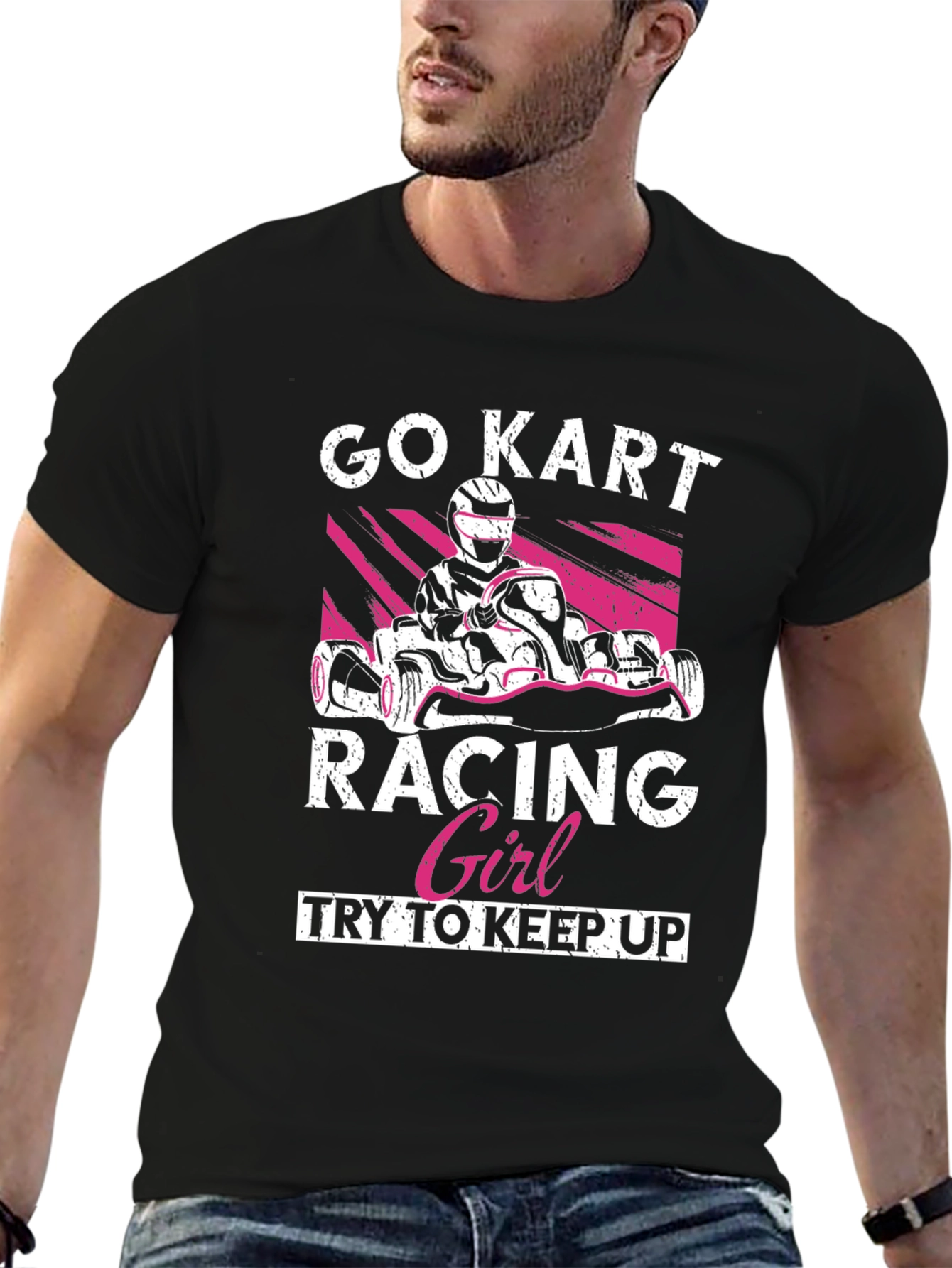 Black Go Kart Racing Girl T-Shirt view 6
