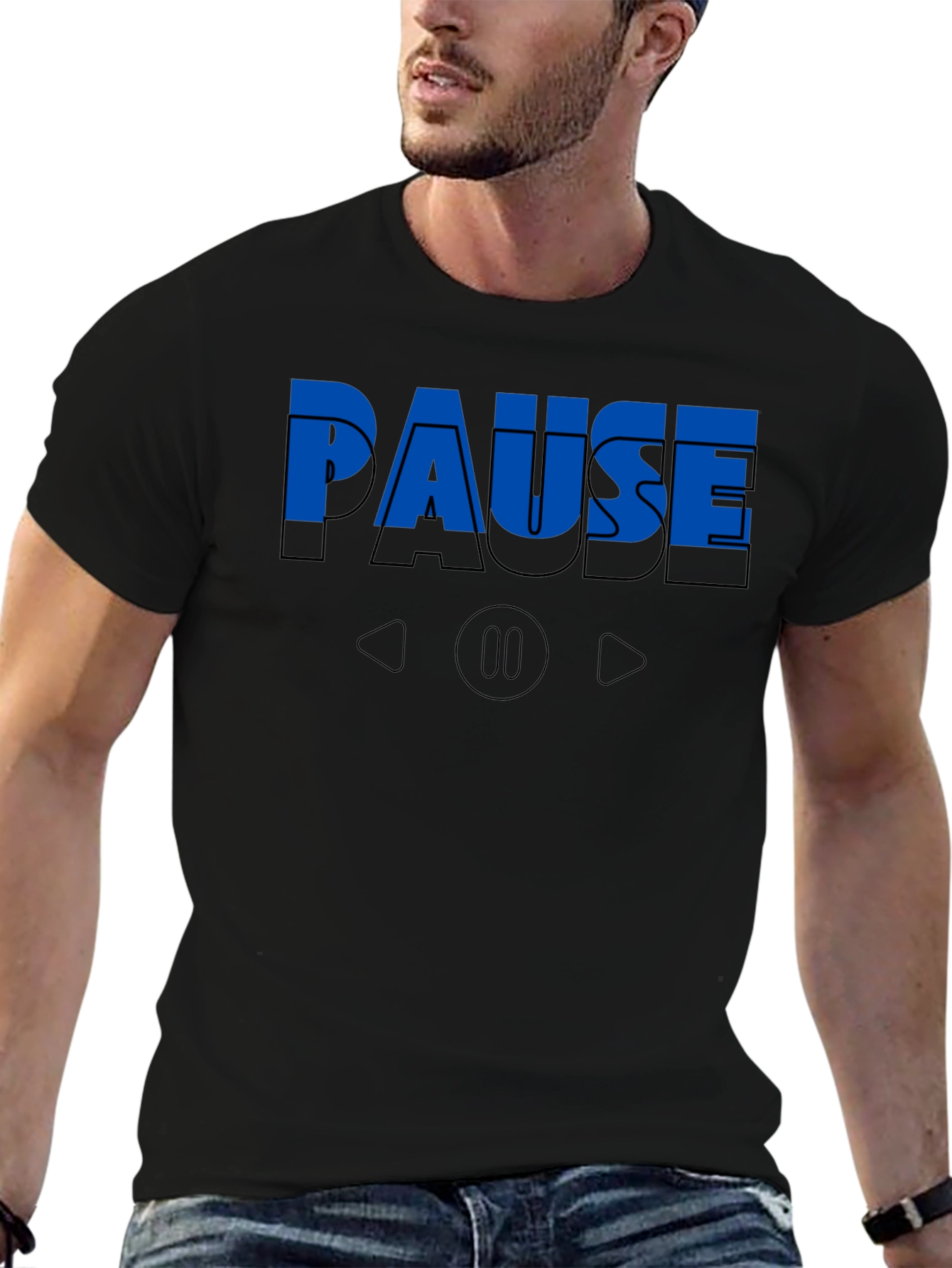 Black Pause T-Shirt - Relax & Unwind view 6