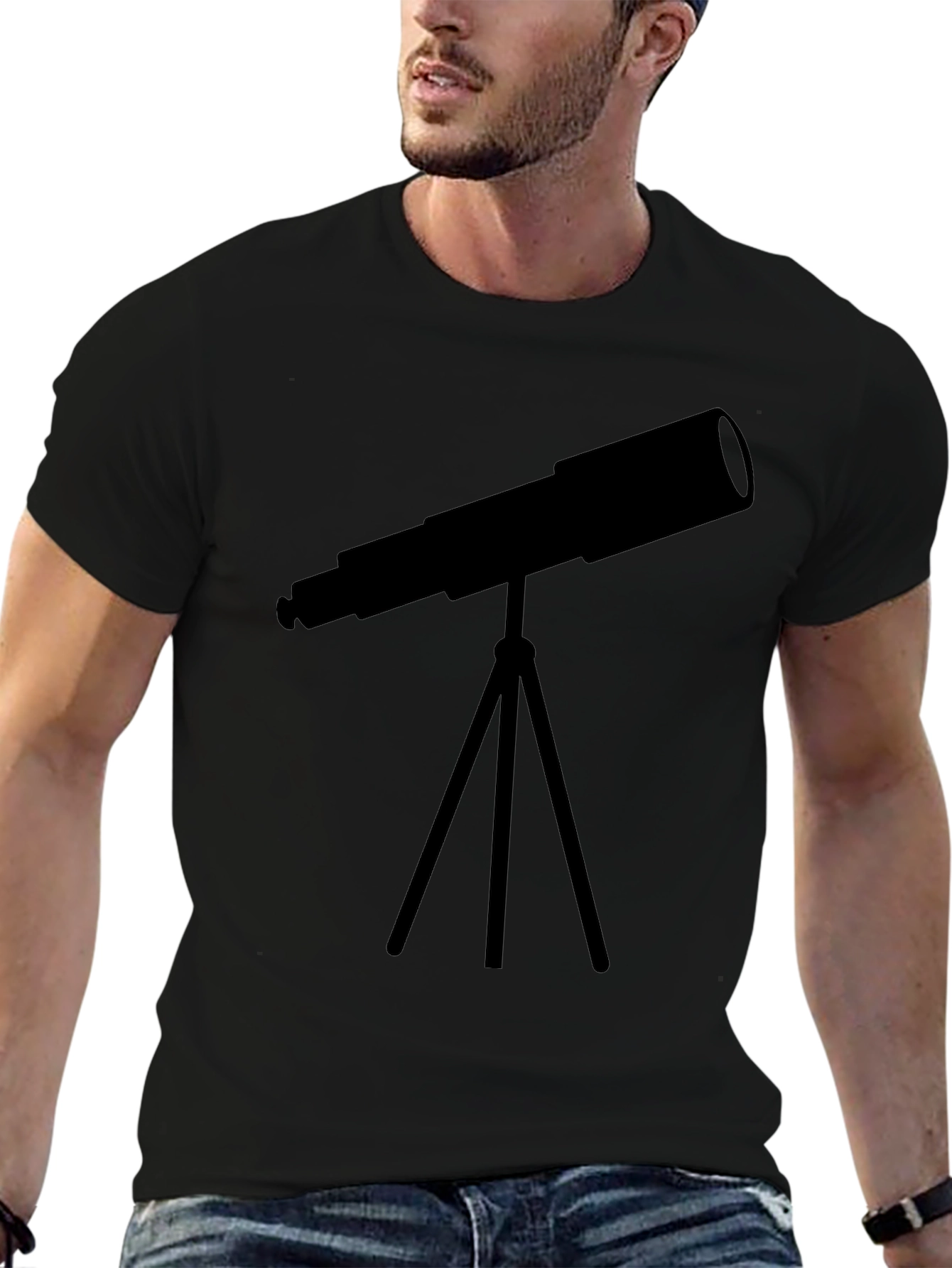 Black Telescope Graphic Tee - Stargazer Astronomy Shirt view 6