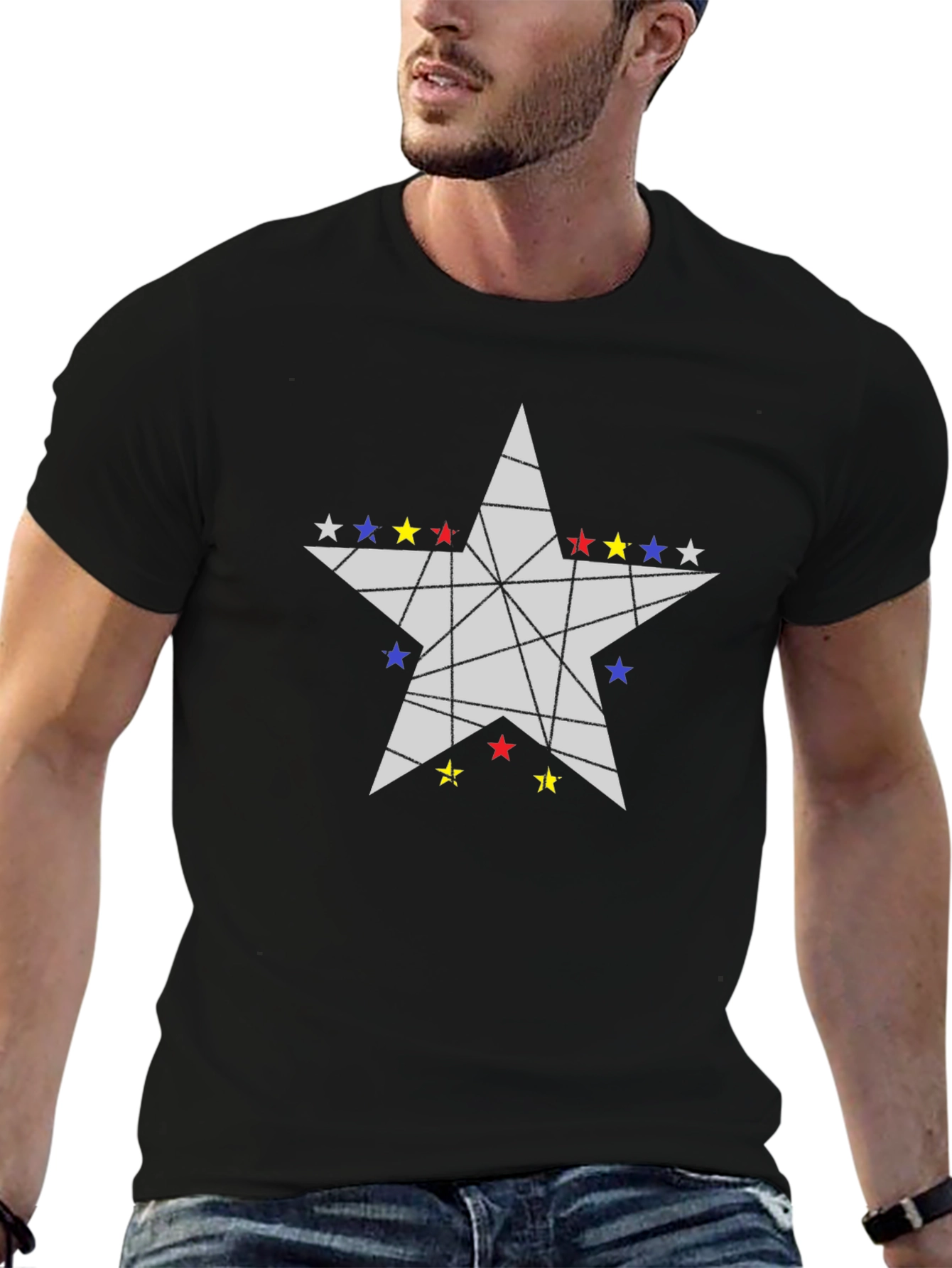 Black Star Graphic Men's Black T-Shirt view 6