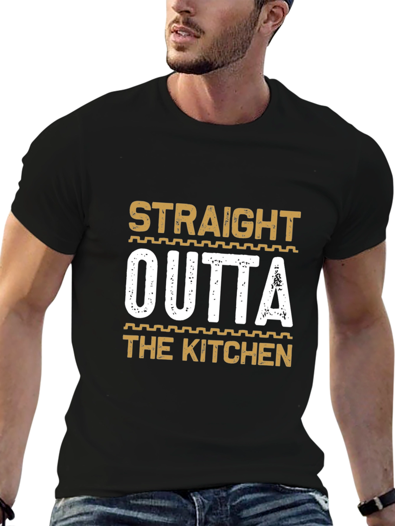 Black Straight Outta The Kitchen T-Shirt - Funny Chef Tee view 6