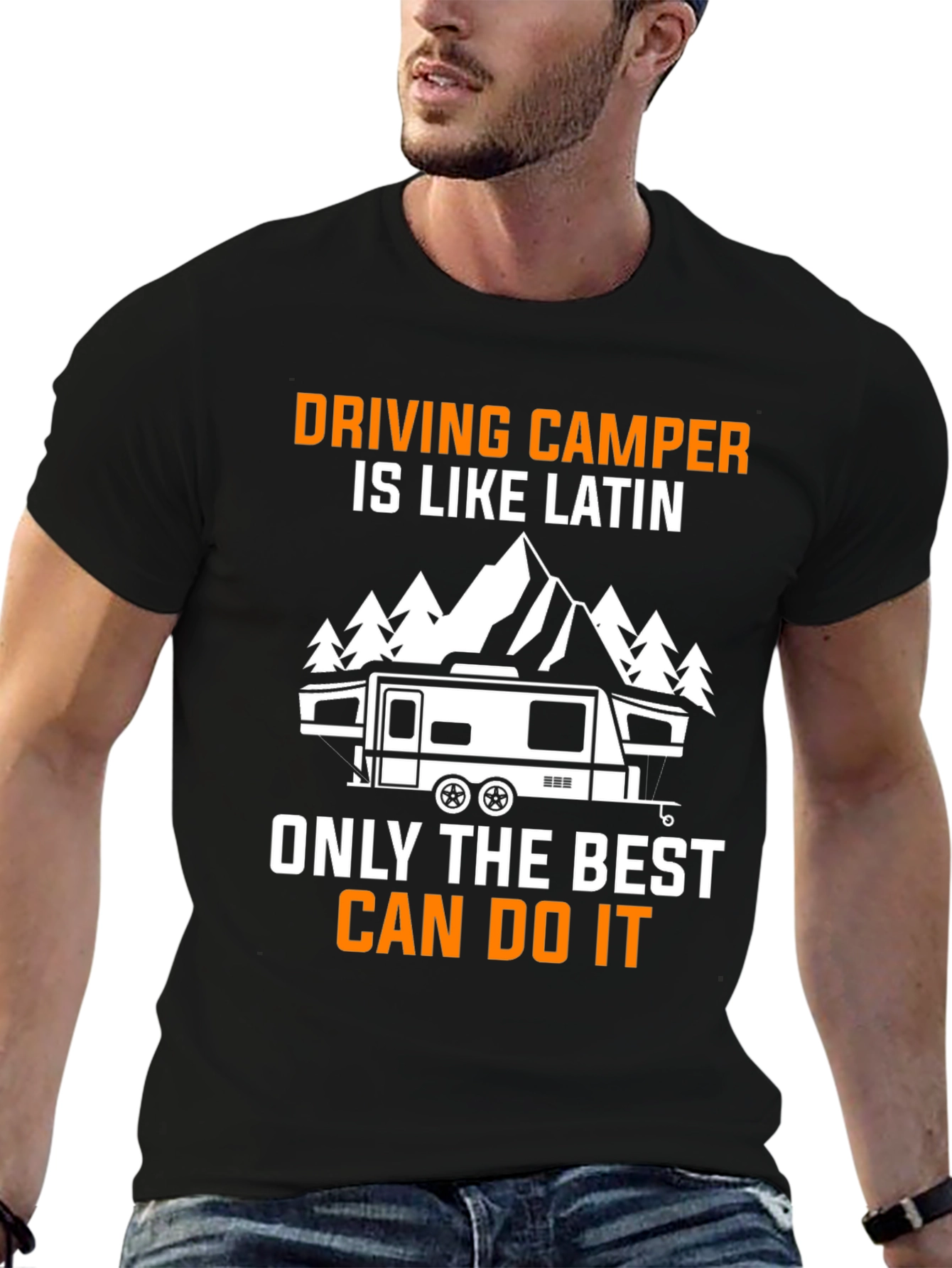 Black Driving Camper Like Latin T-Shirt view 6