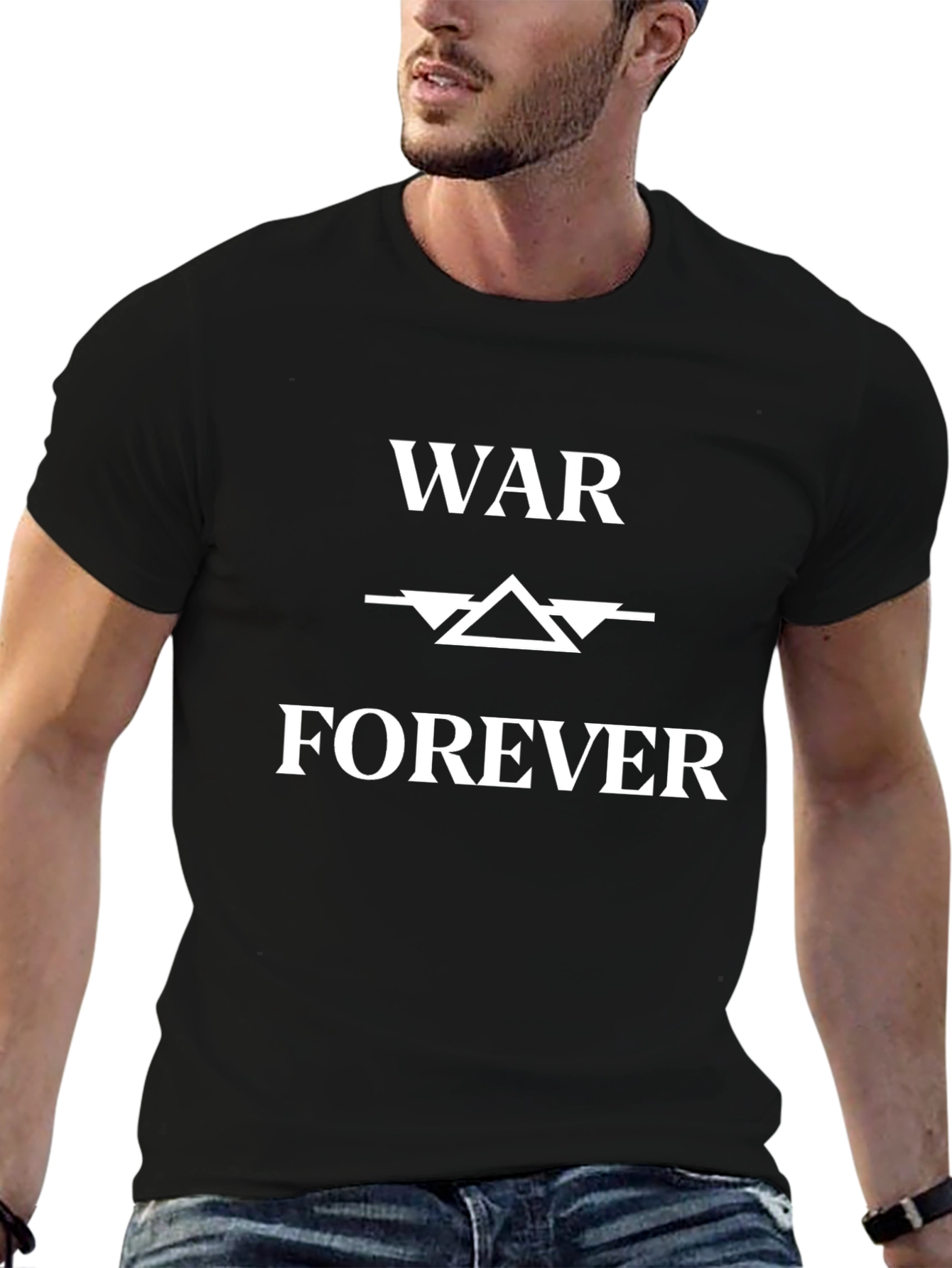Black War Forever Graphic Tee - Black Cotton Casual Shirt view 6