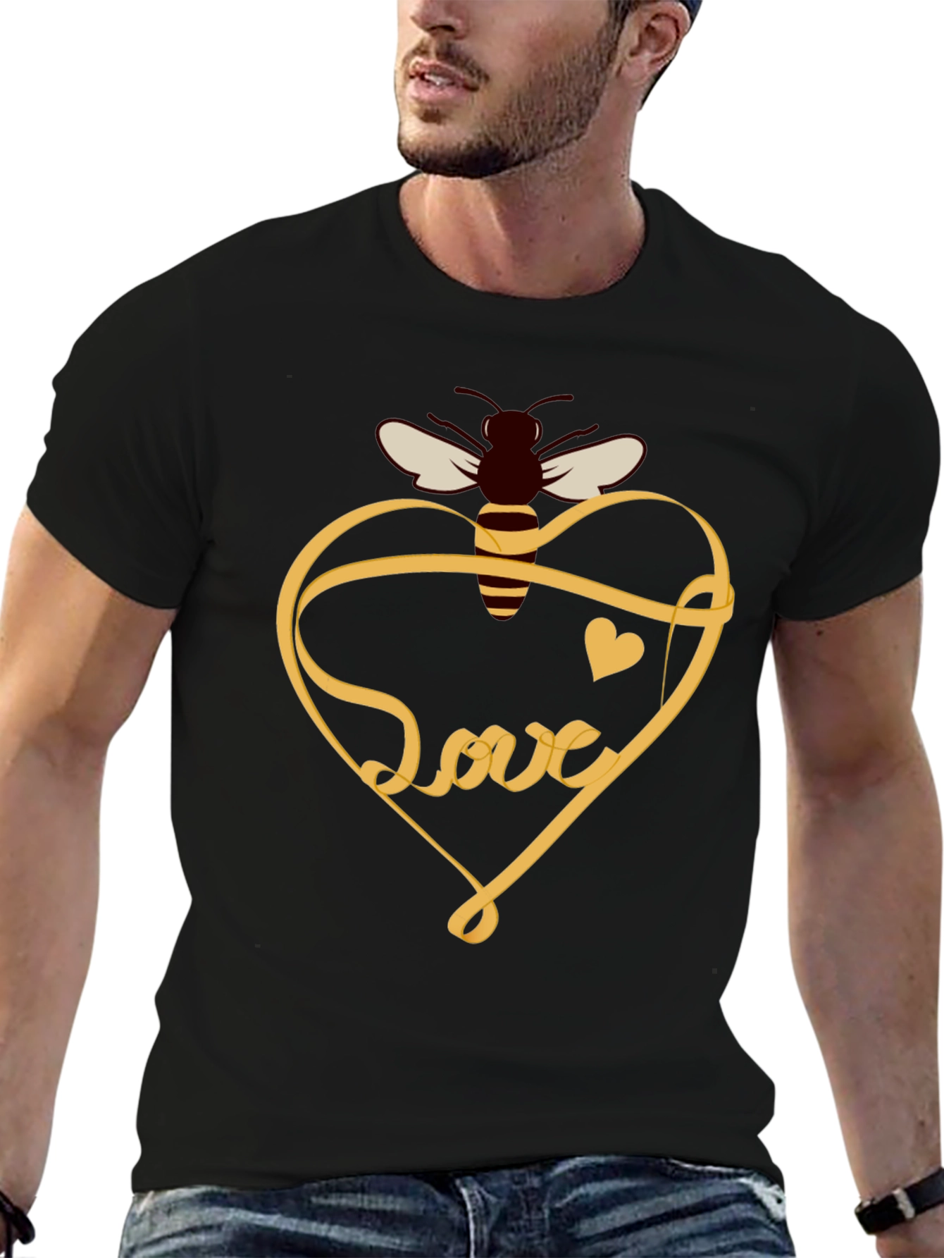 Black Bee Love T-Shirt: Sweet Heart Design view 6