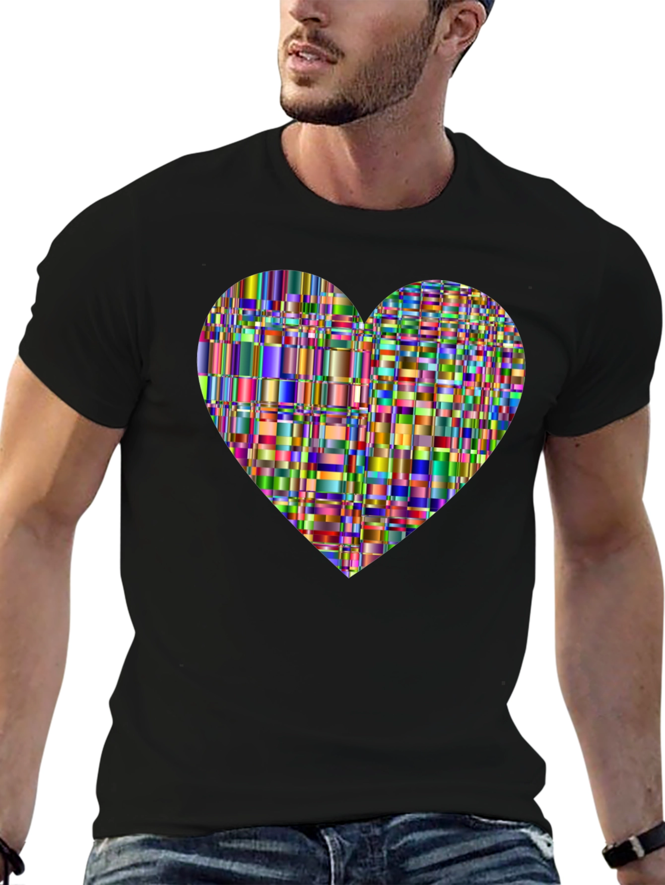 Black Abstract Heart Graphic T-Shirt view 6