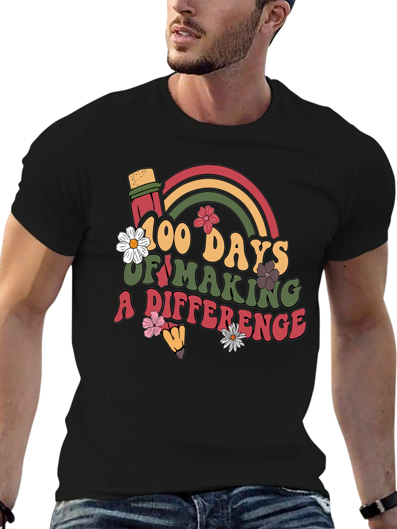 Black 100 Days of Making a Difference T-Shirt view 6