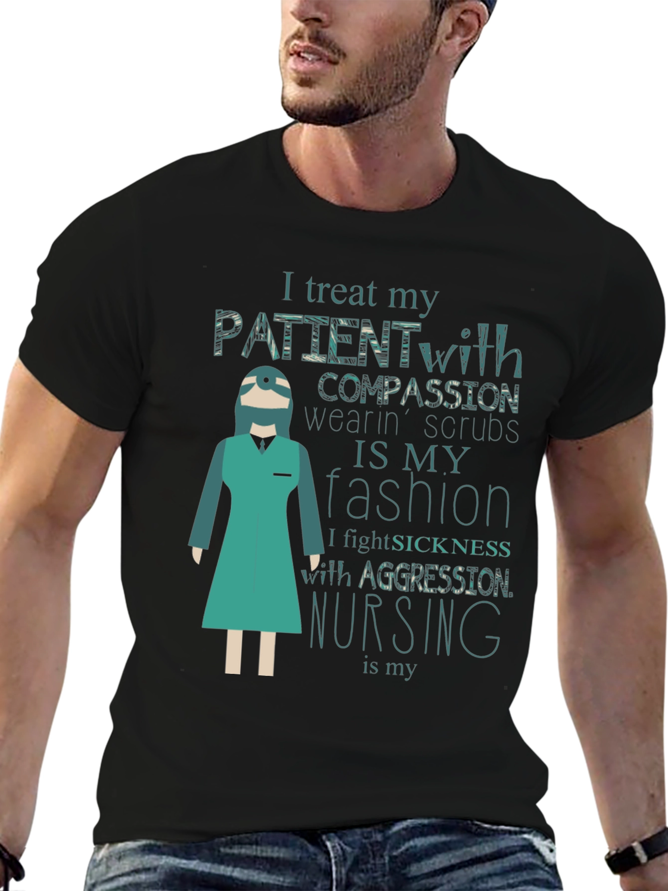 Black Nurse Fashion T-Shirt - Treat Patients with Compassion view 6