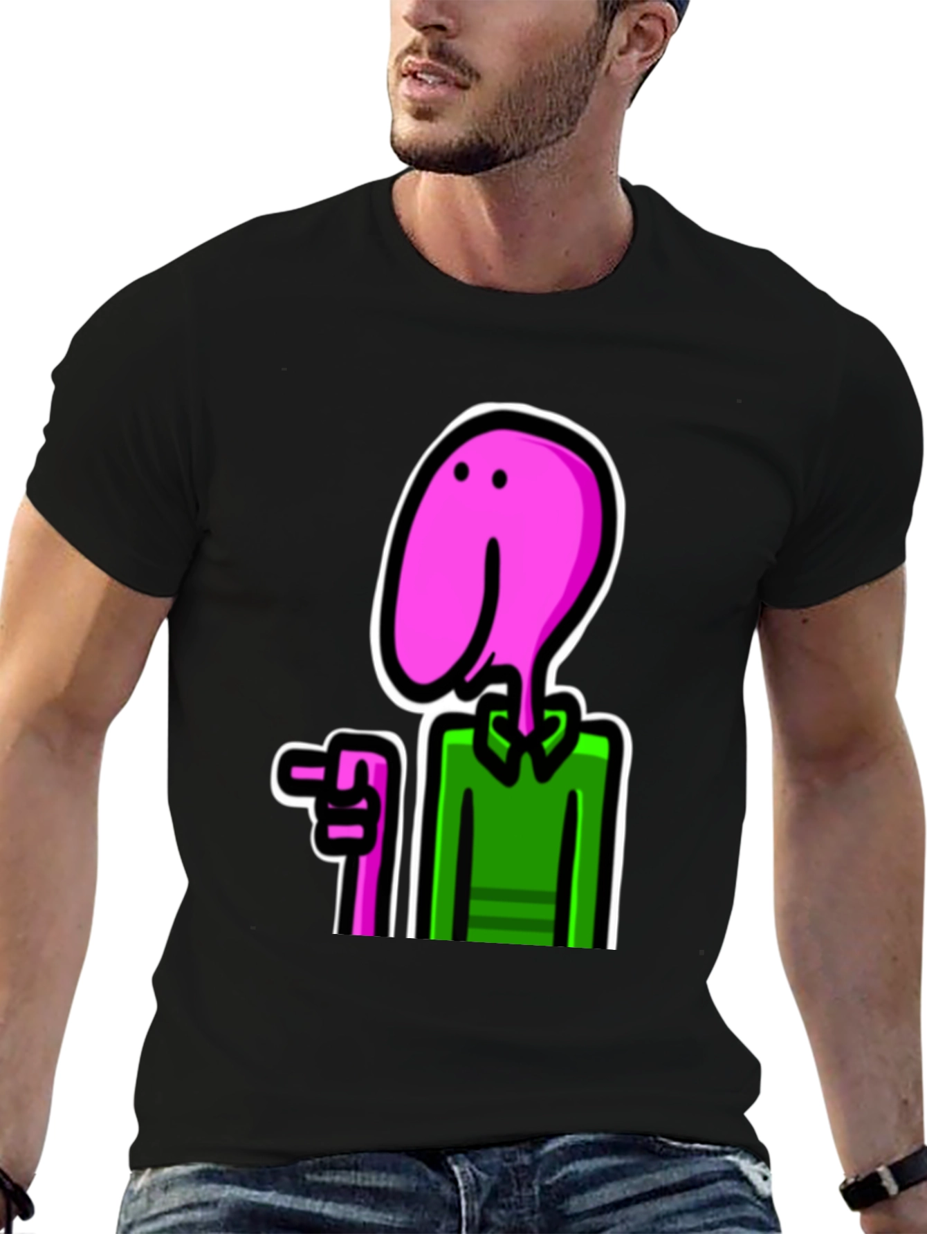 Black Cartoon Man T-Shirt view 6