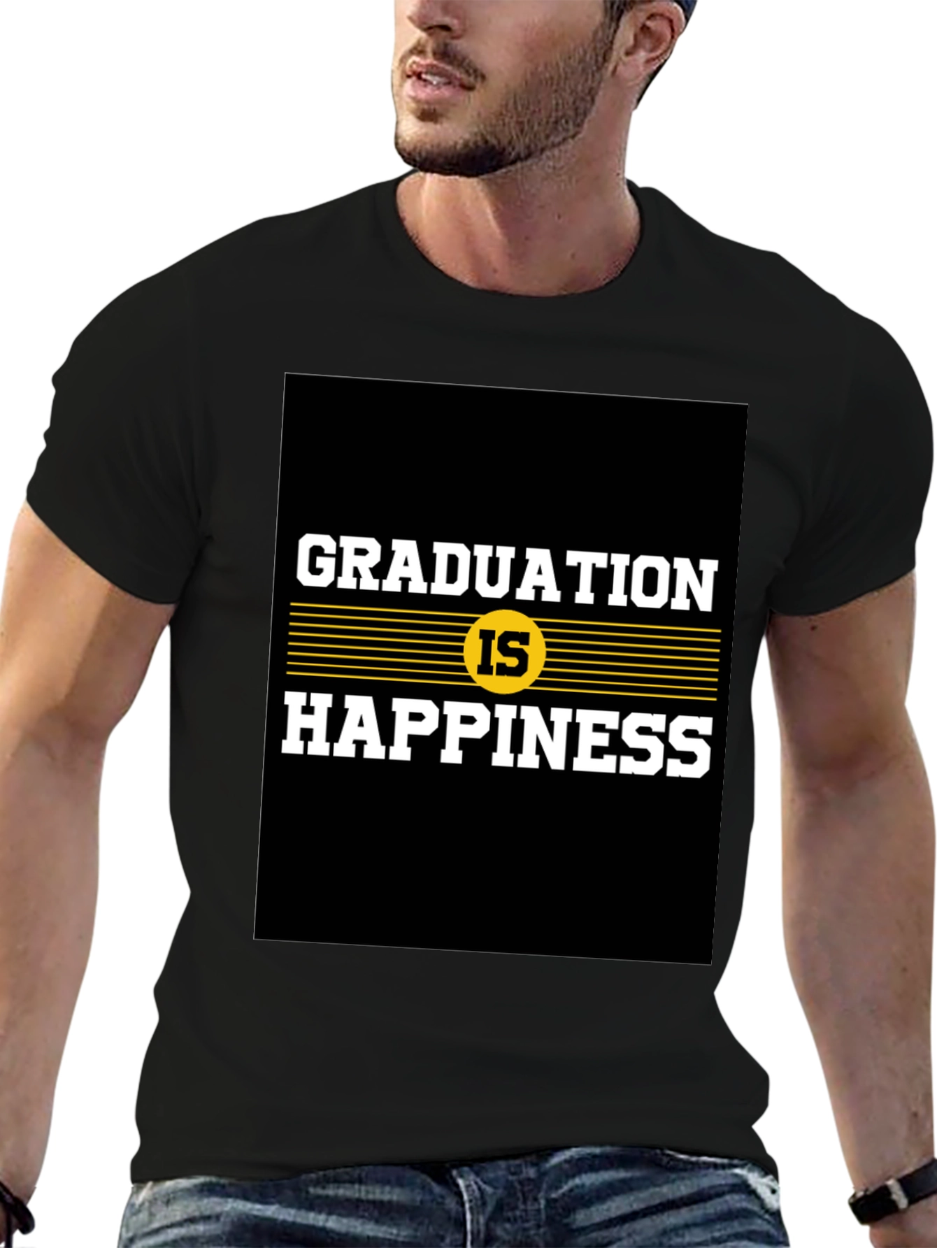 Black Graduation is Happiness Graphic Tee view 6