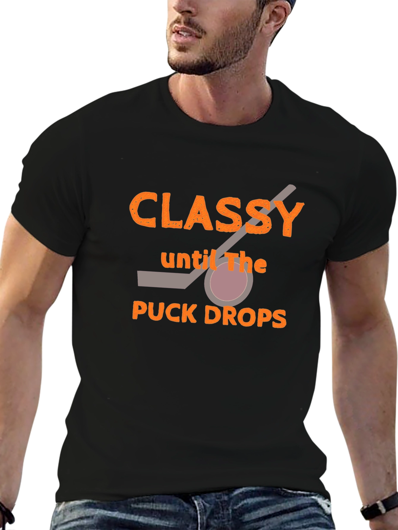 Black Classy Hockey T-Shirt - Game Day Apparel view 6