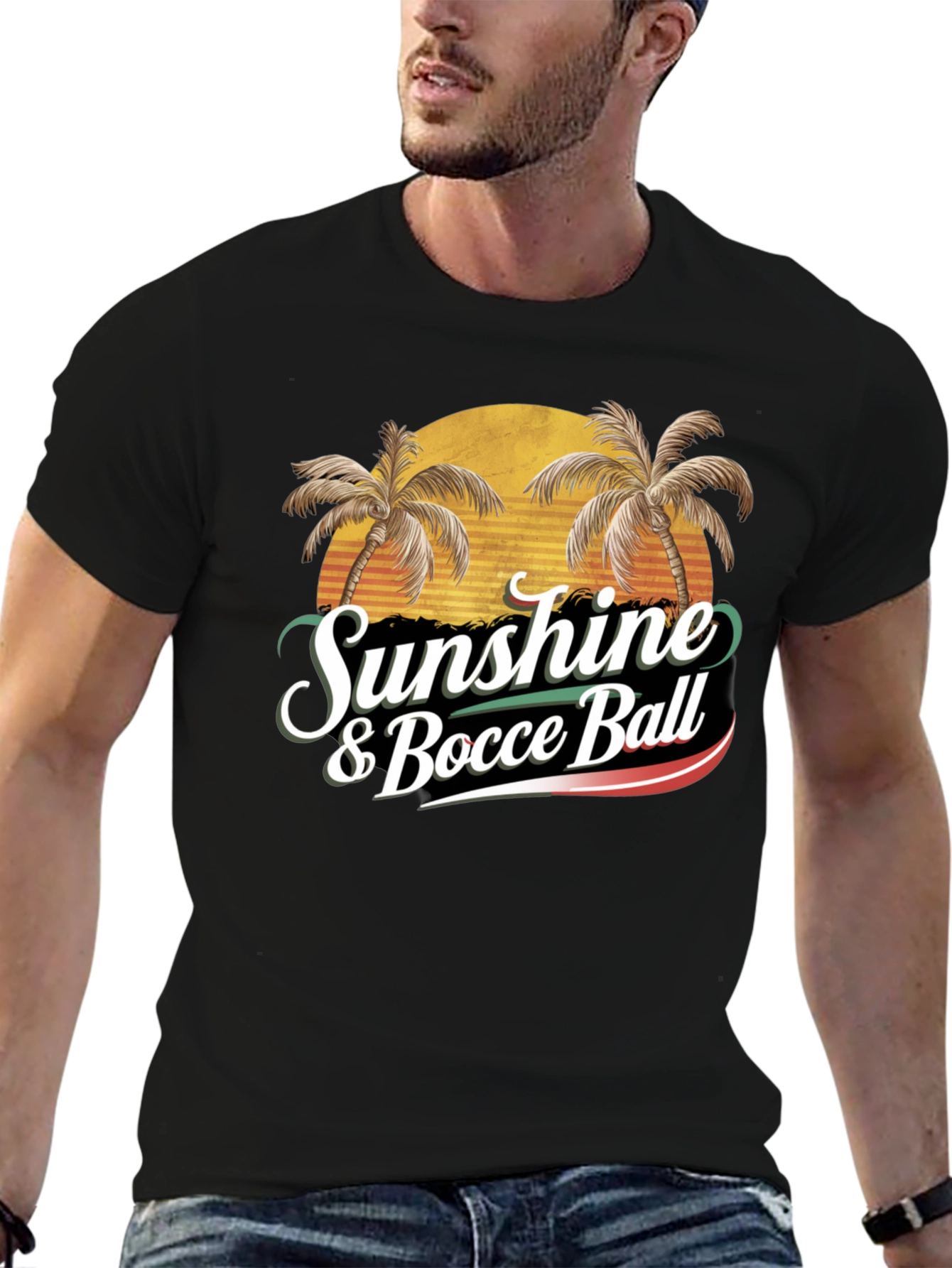 Black Sunshine & Bocce Ball T-Shirt view 6