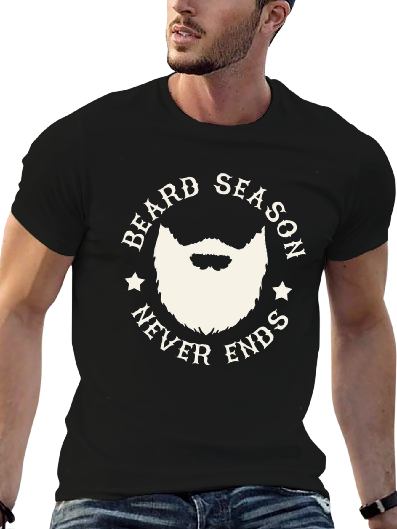 Black Beard Season Never Ends Graphic Tee view 6