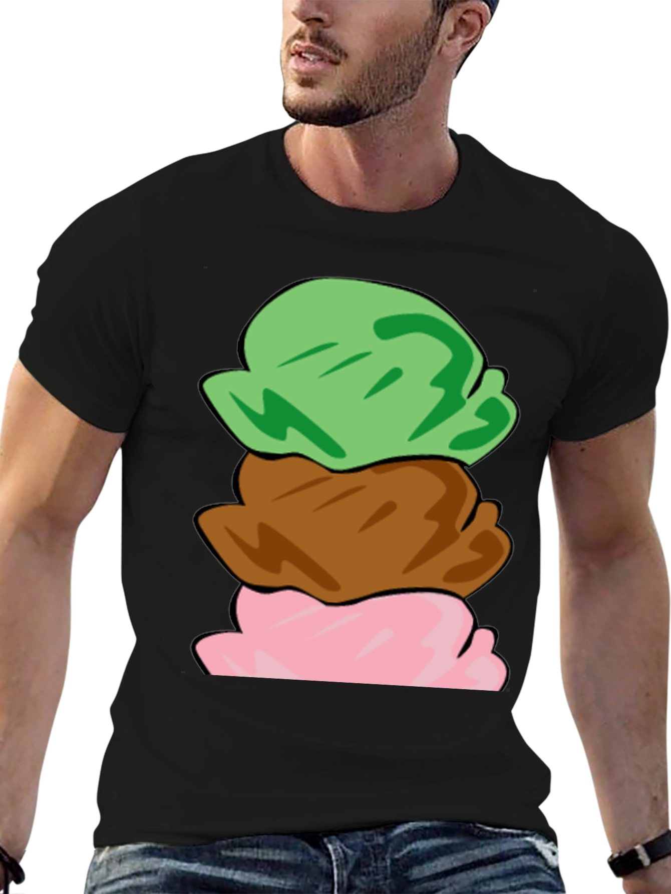 Black Ice Cream Scoop T-Shirt - Black Cotton Tee view 6