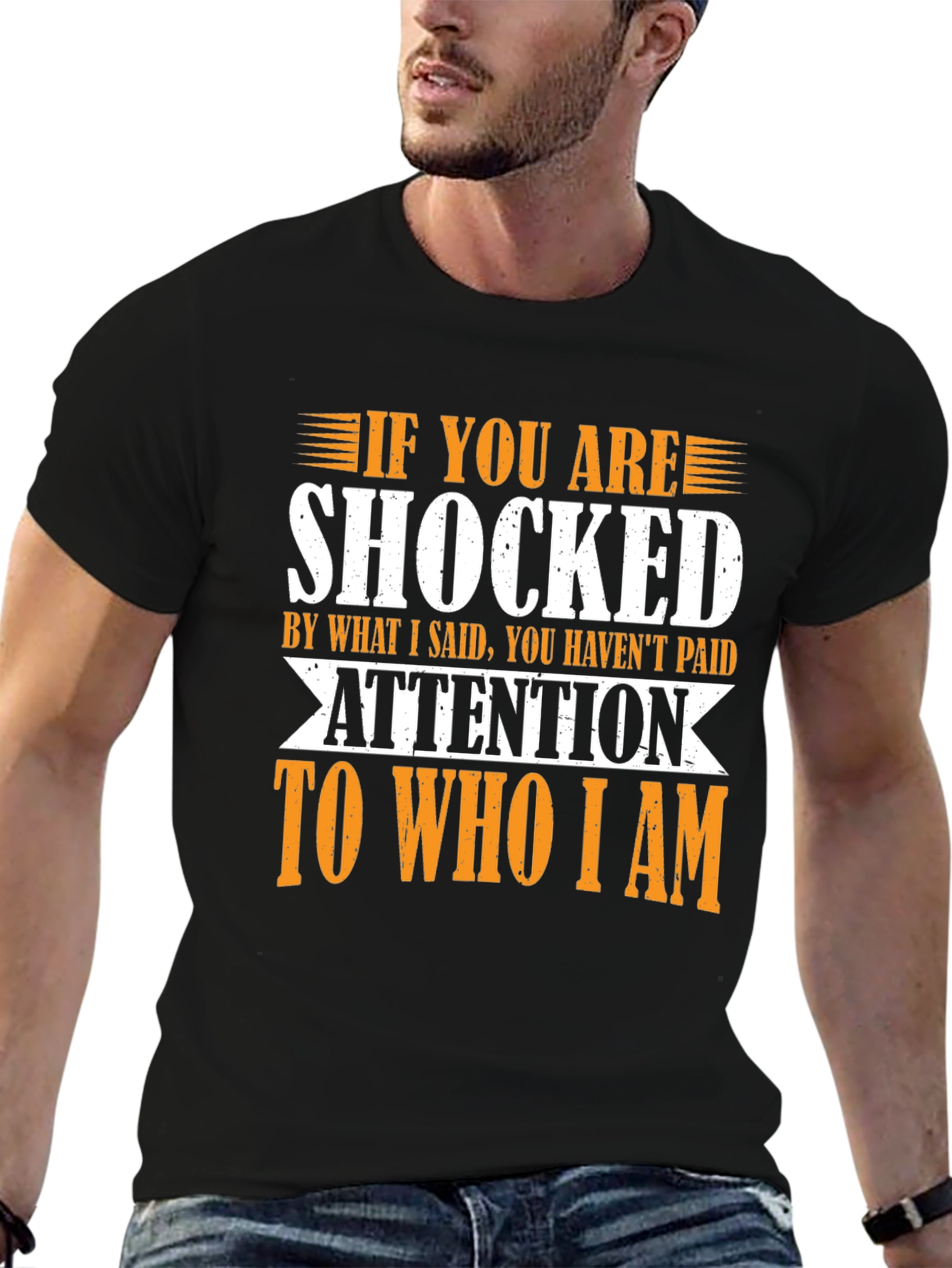 Black Shocked Funny Sarcastic Graphic T-Shirt view 6