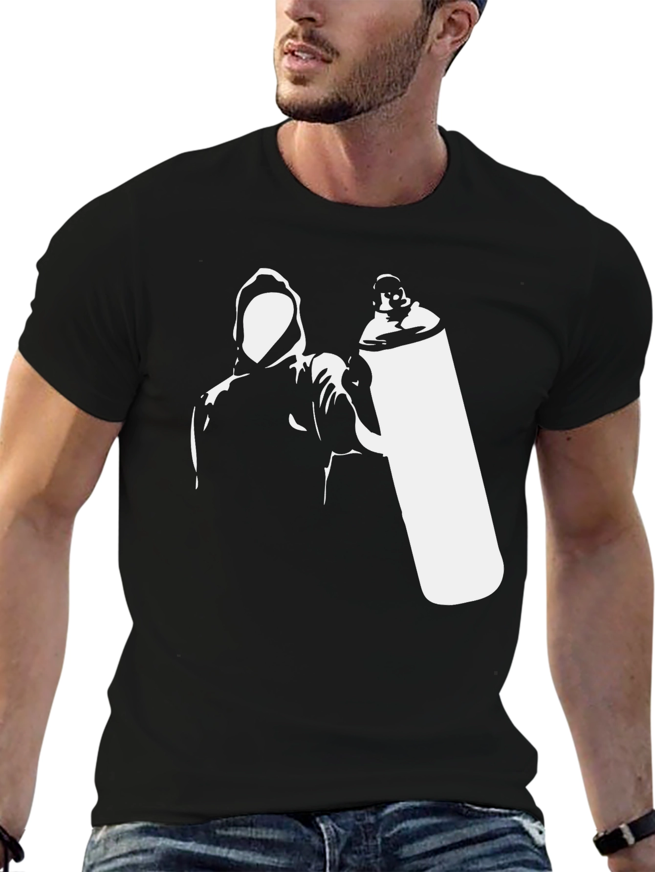 Black Street Art Graffiti T-Shirt - Black Tee view 6