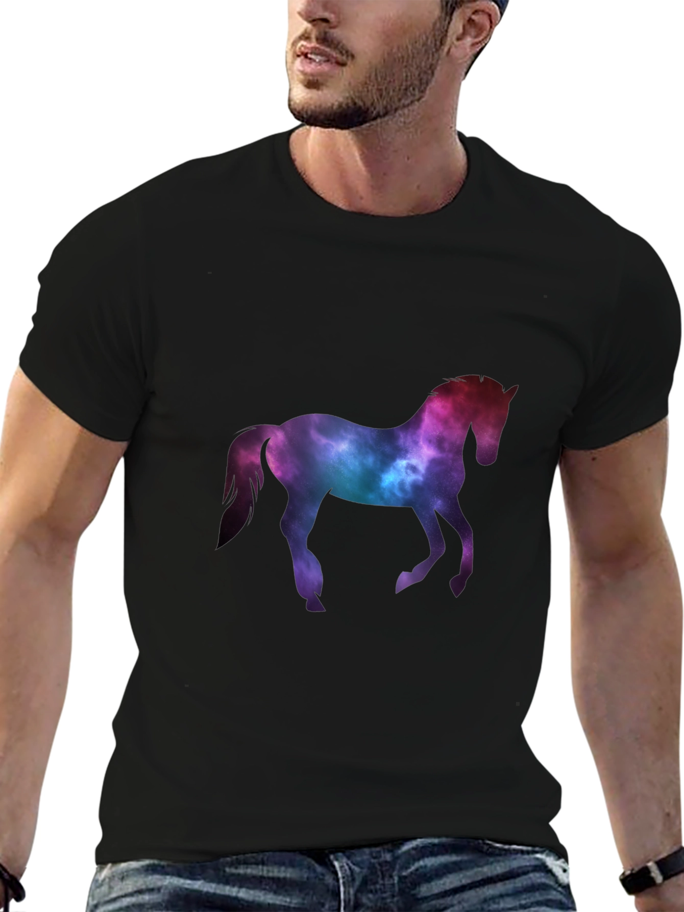 Black Cosmic Horse Graphic Tee - Black T-Shirt view 6