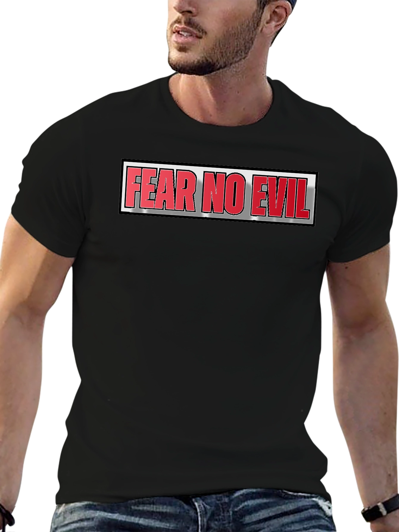 Black Fear No Evil Graphic T-Shirt - Bold Statement Tee view 6