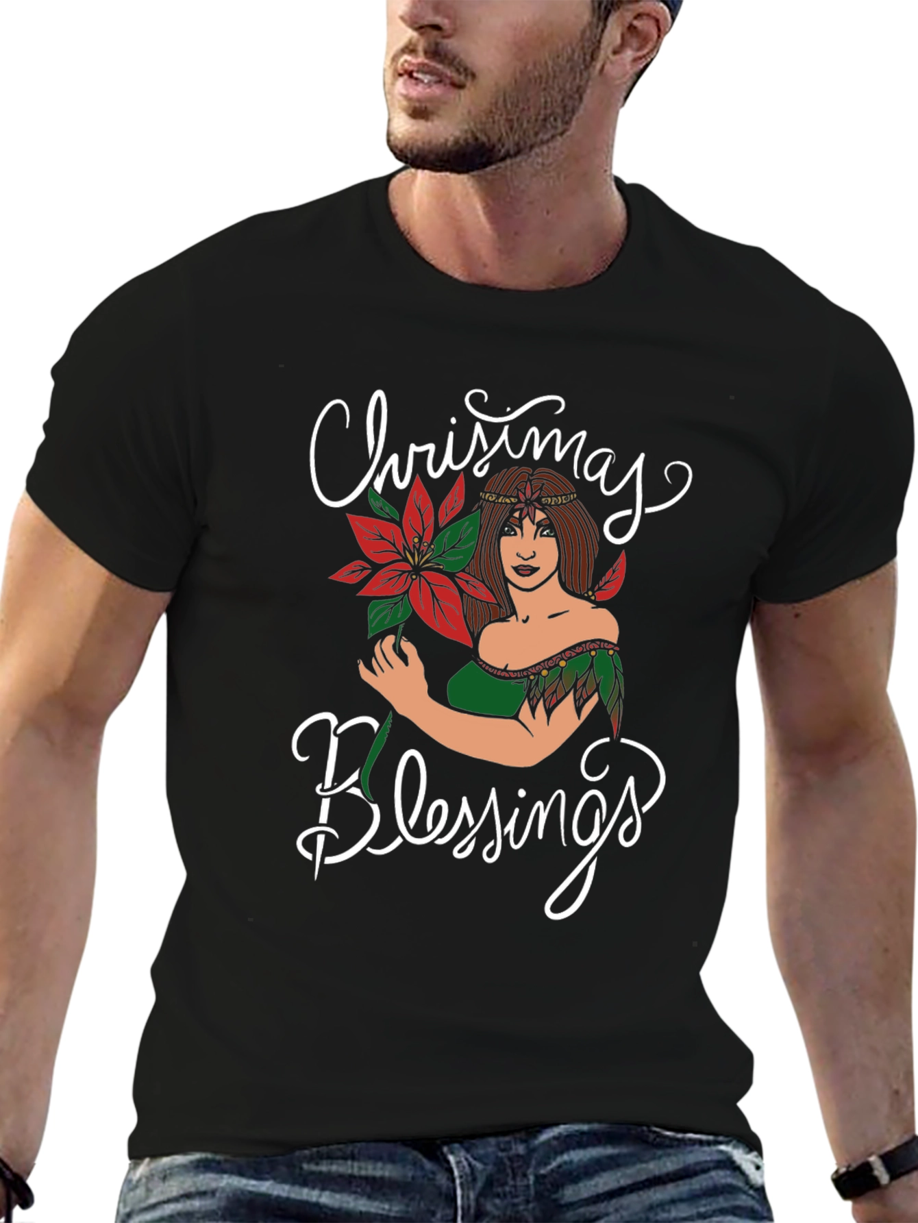 Black Christmas Blessings Graphic Tee view 6