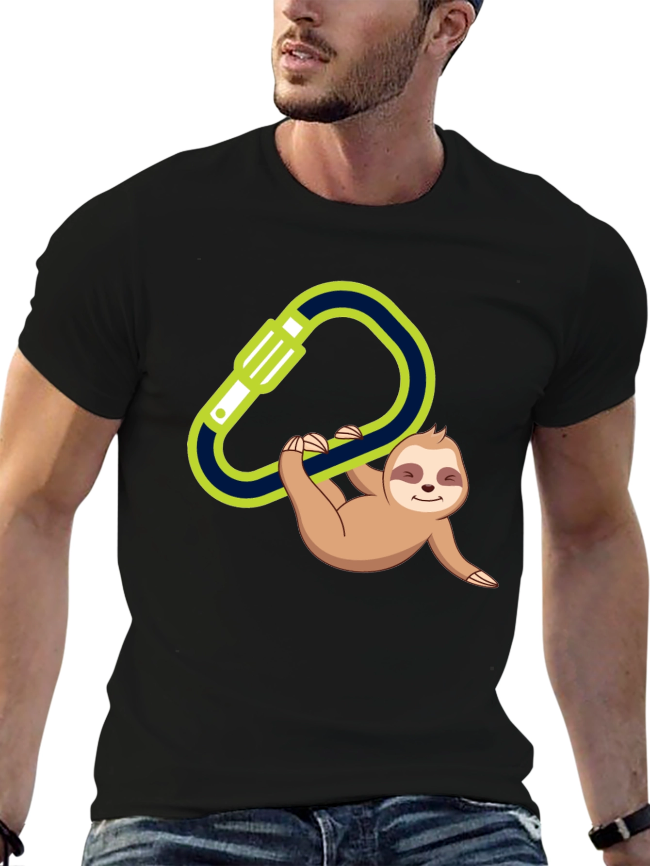 Black Climbing Sloth T-Shirt view 6