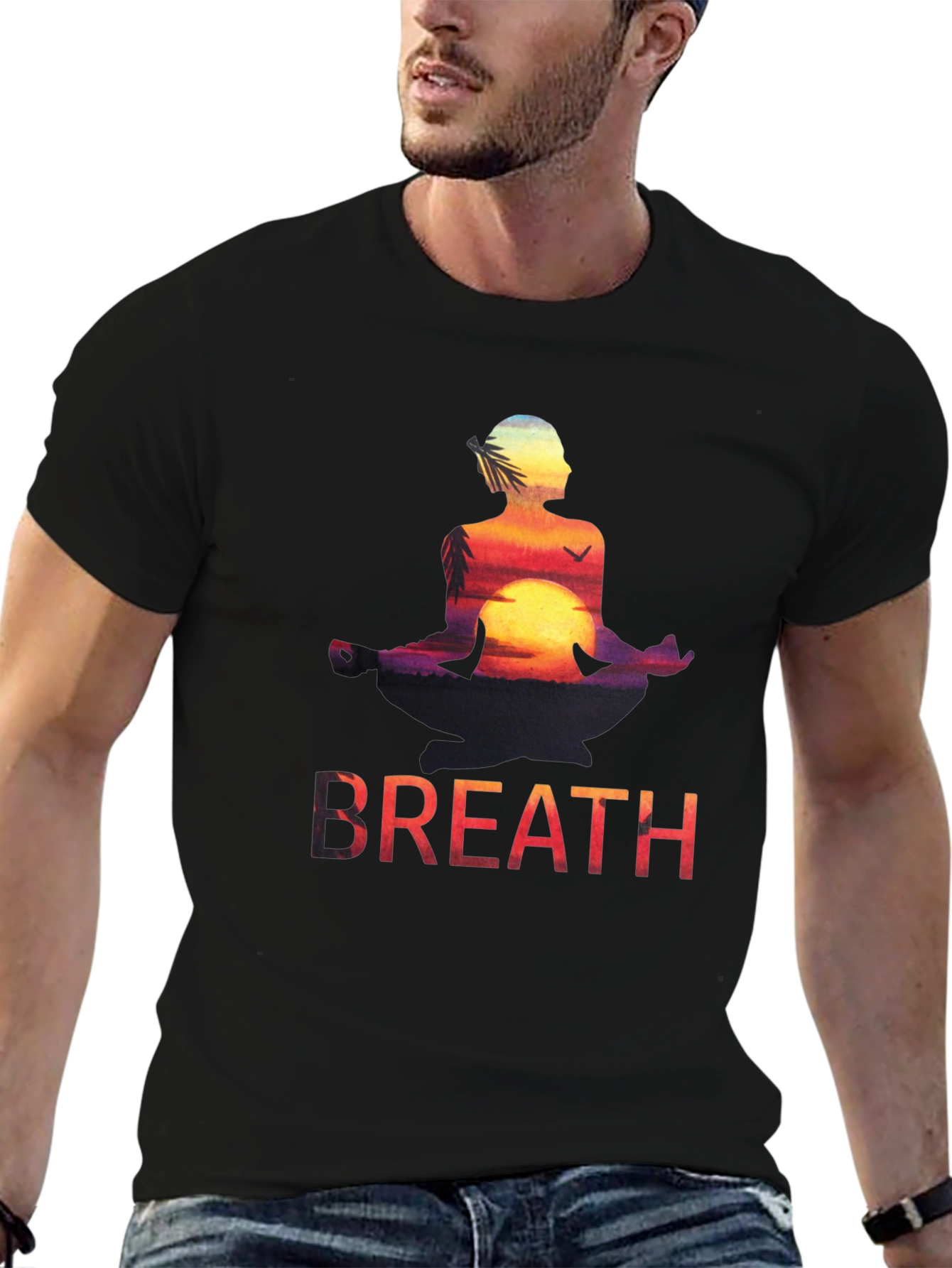 Black Zen Breath Meditation Graphic Tee view 6