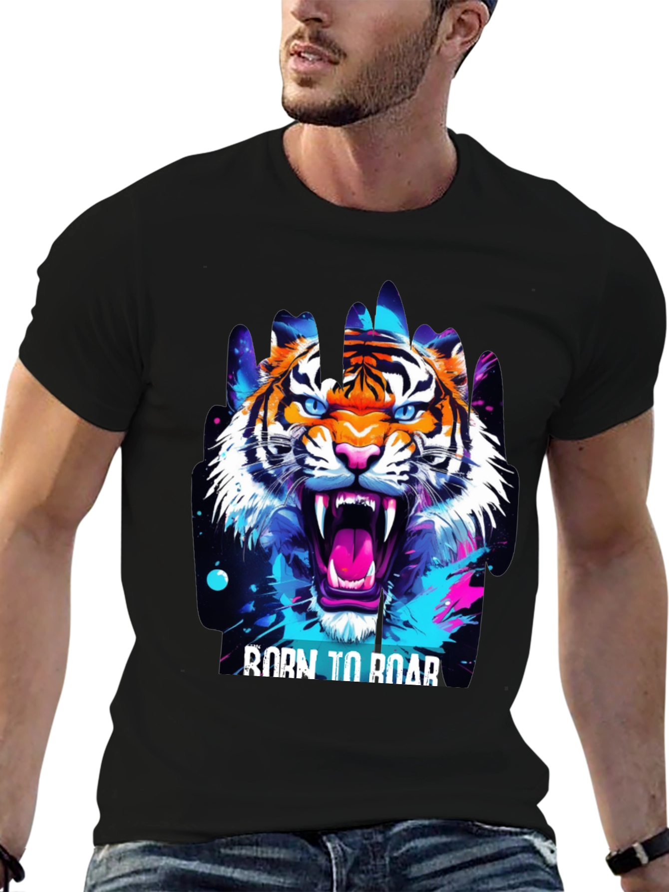 Black Born to Roar Graphic Tee view 6