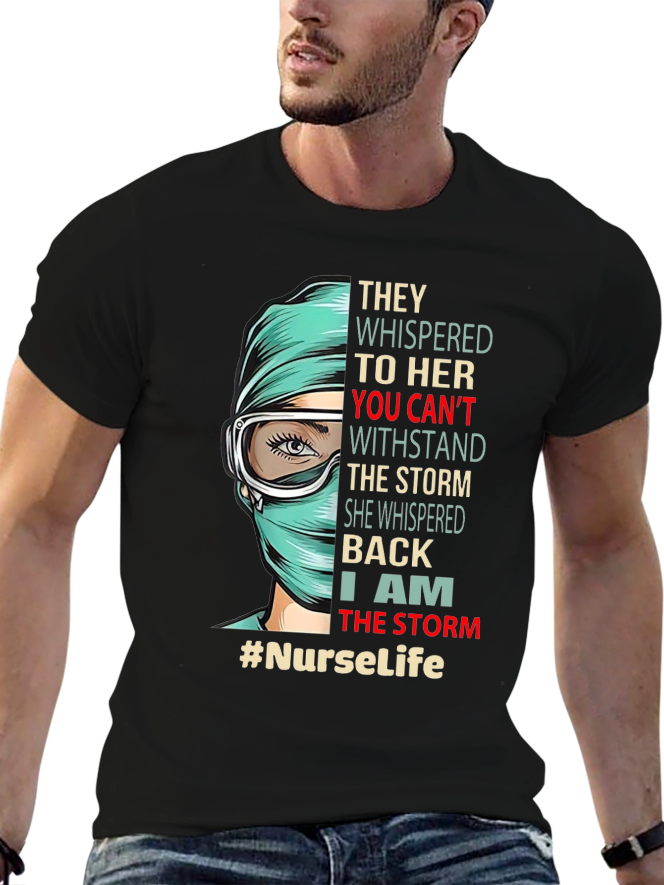 Black Nurse Life T-Shirt - "I Am The Storm" Graphic Tee view 6