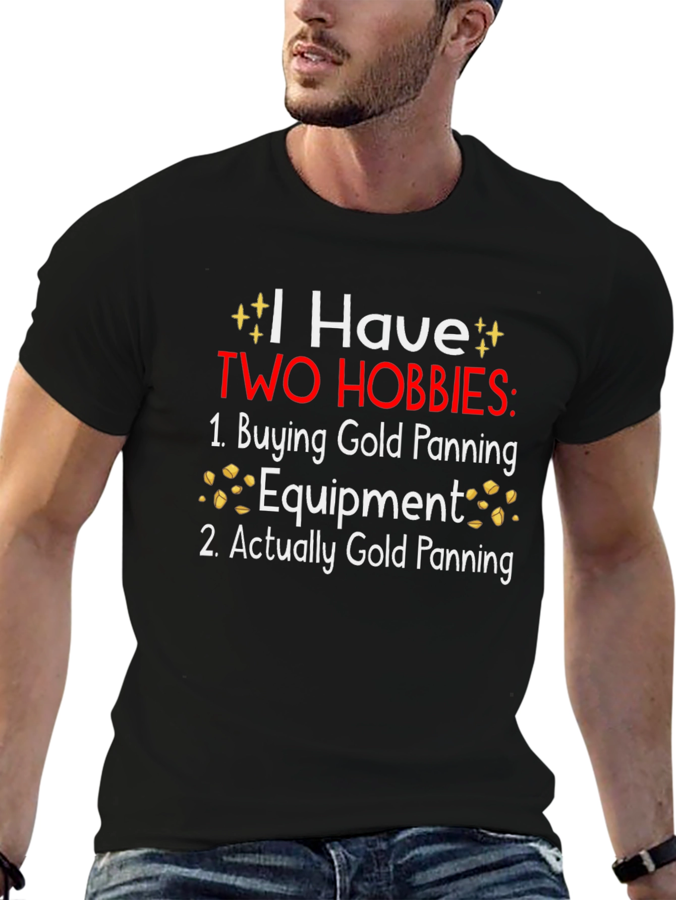 Black Funny Gold Panning Hobby T-Shirt view 6