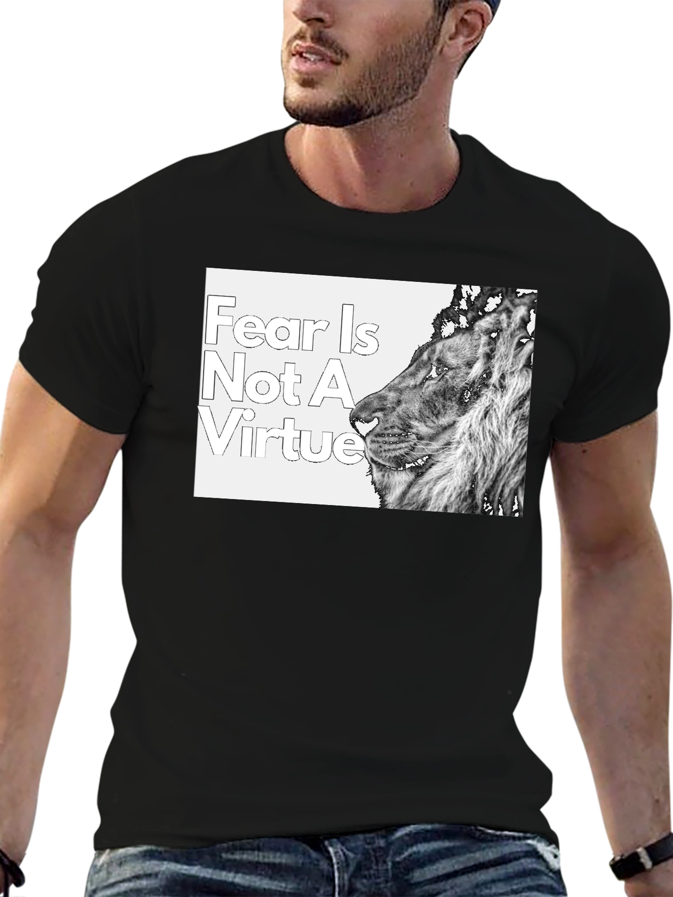 Black Fear is Not a Virtue Lion T-Shirt view 6
