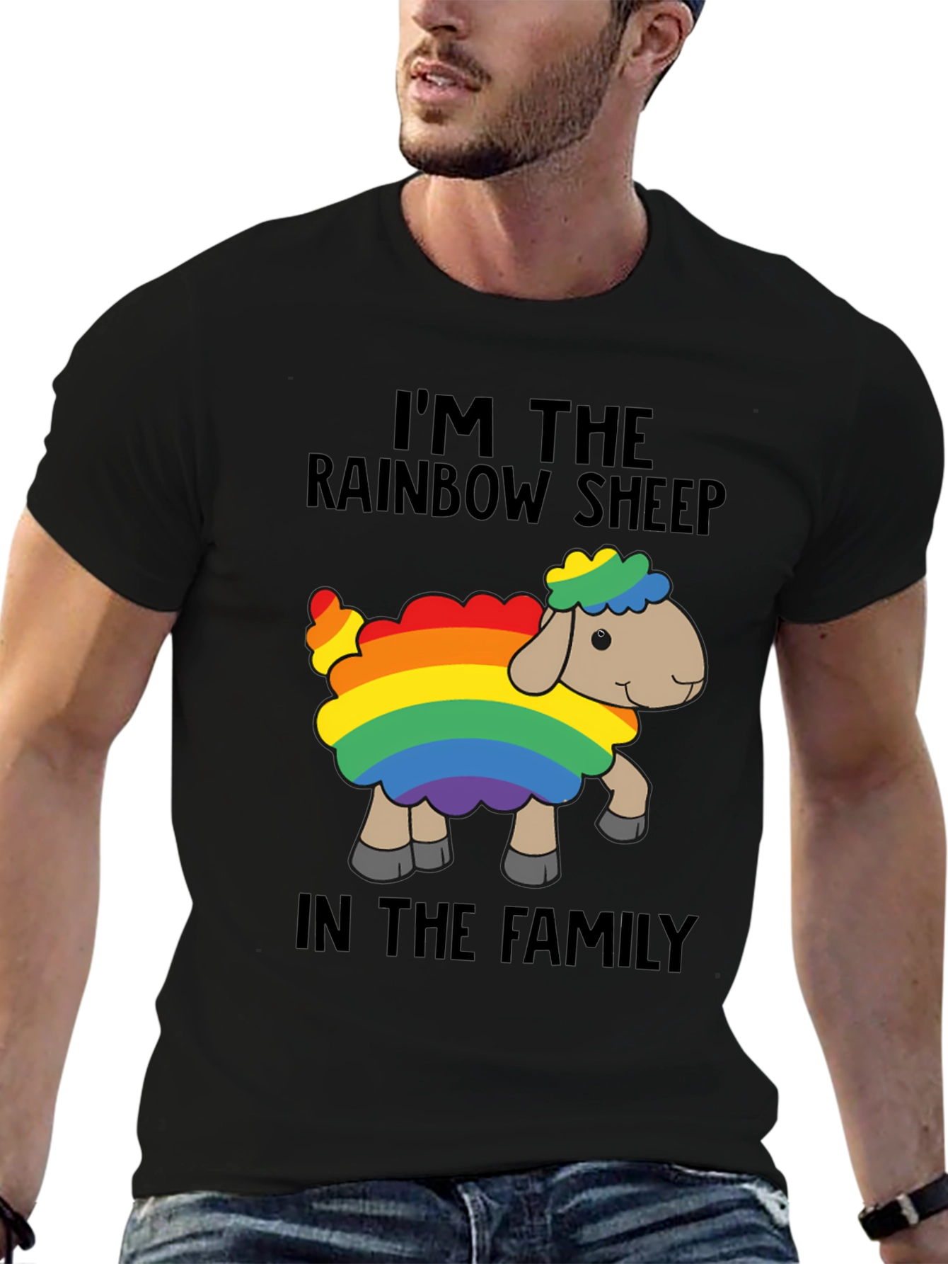 Black Rainbow Sheep T-Shirt - Pride Family Tee view 6