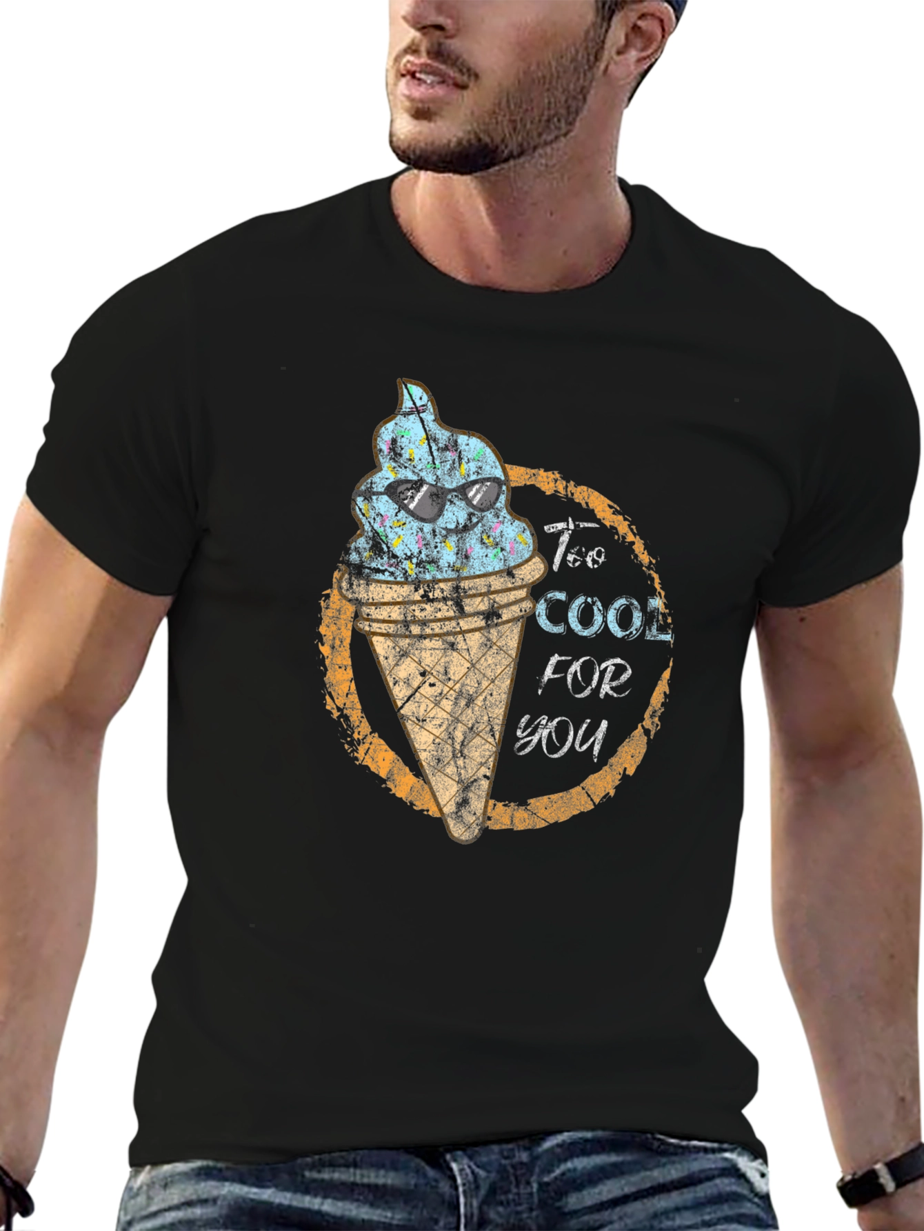 Black Too Cool For You Ice Cream Graphic Tee - Black view 6