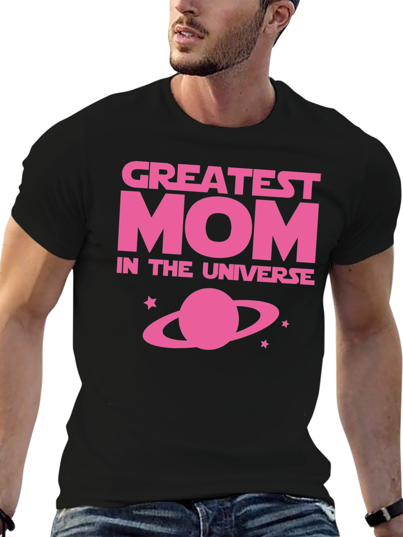 Black Greatest Mom in the Universe Black T-Shirt view 6